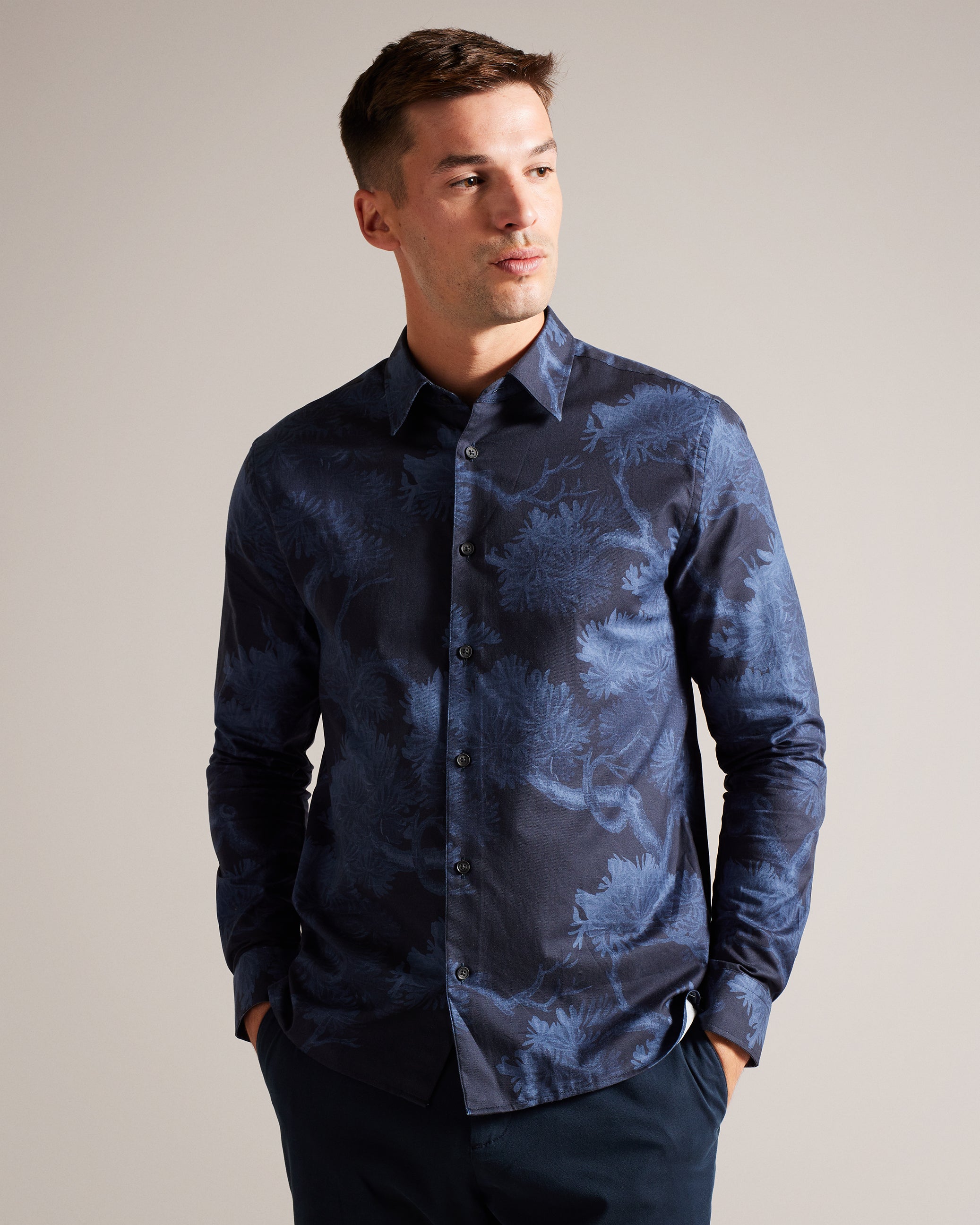 Goxhill Long Sleeve Leaf Print Shirt