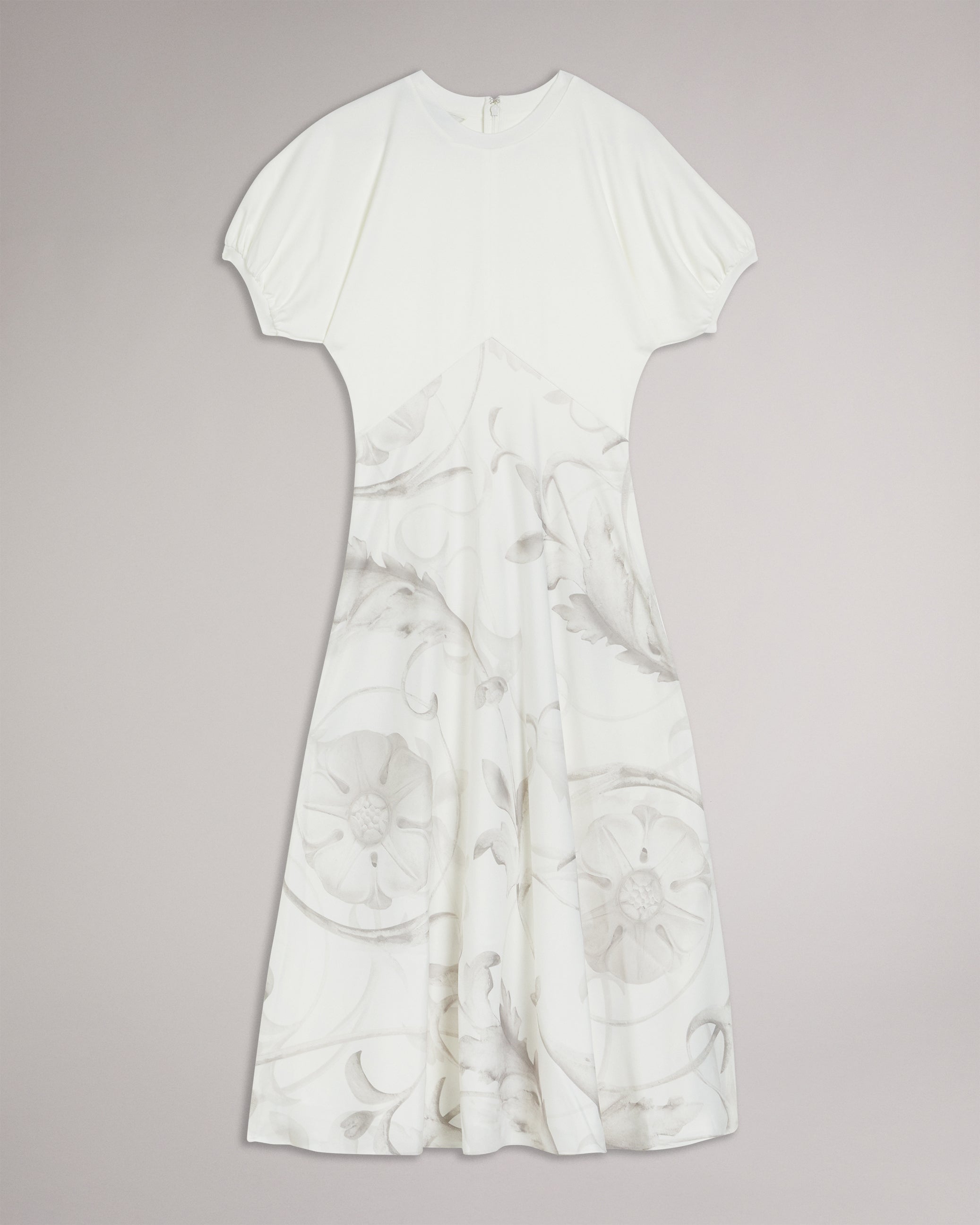 Magylee Ponte Bodice Dress With Satin Skirt Ivory