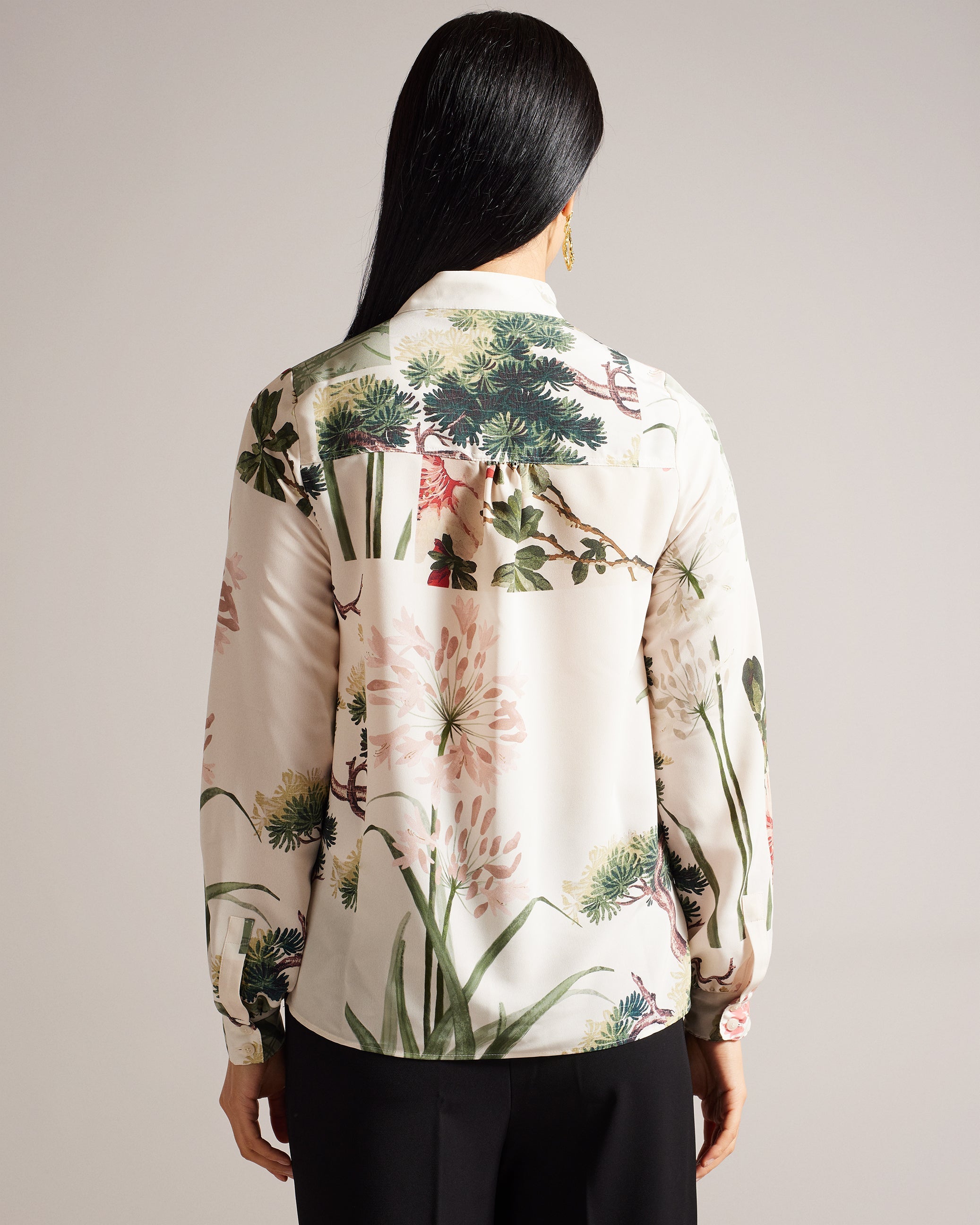 Jaynia Stand Collar Shirt With Half Placket Ivory