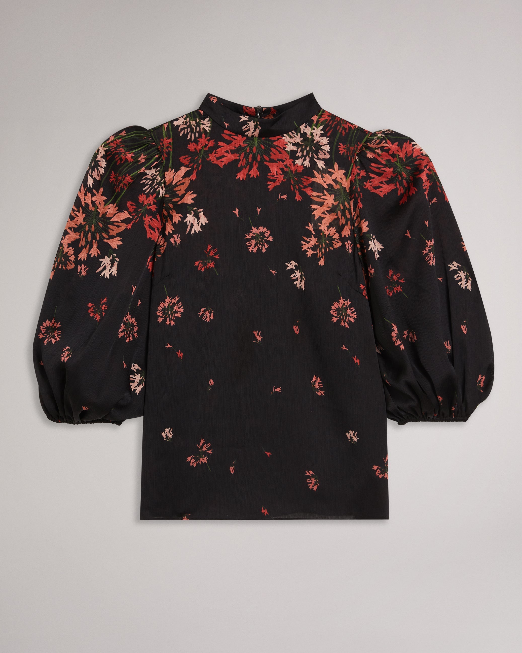 Eranthe High Neck Balloon Sleeve Blouse