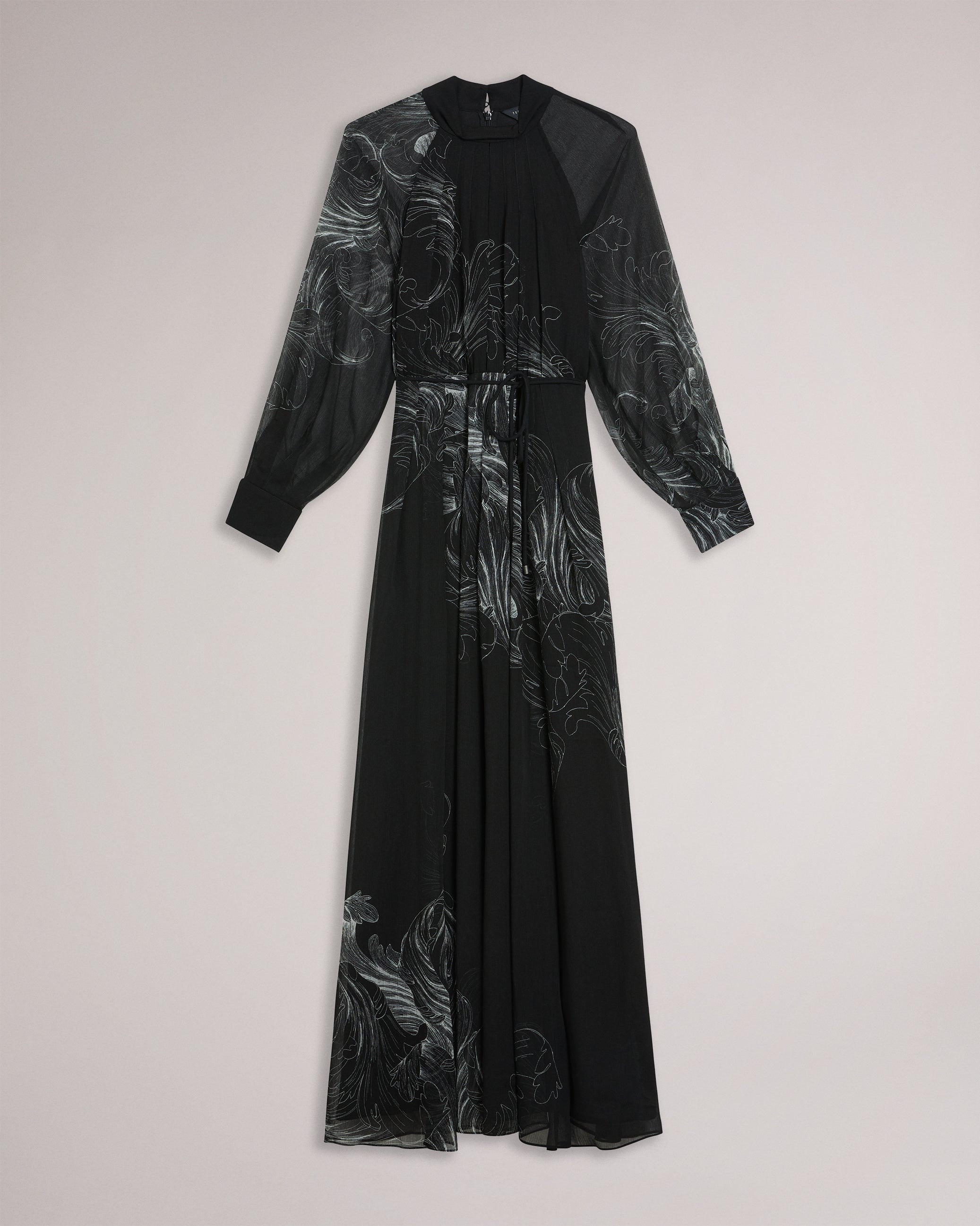 Katiiy Belted High Neck Maxi Dress Black