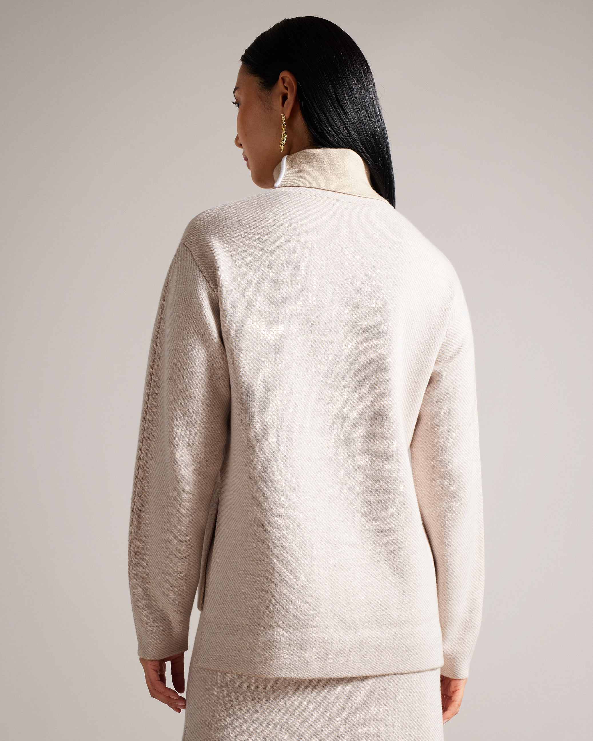 Lidyaaa Relaxed Fit Funnel Neck Jumper