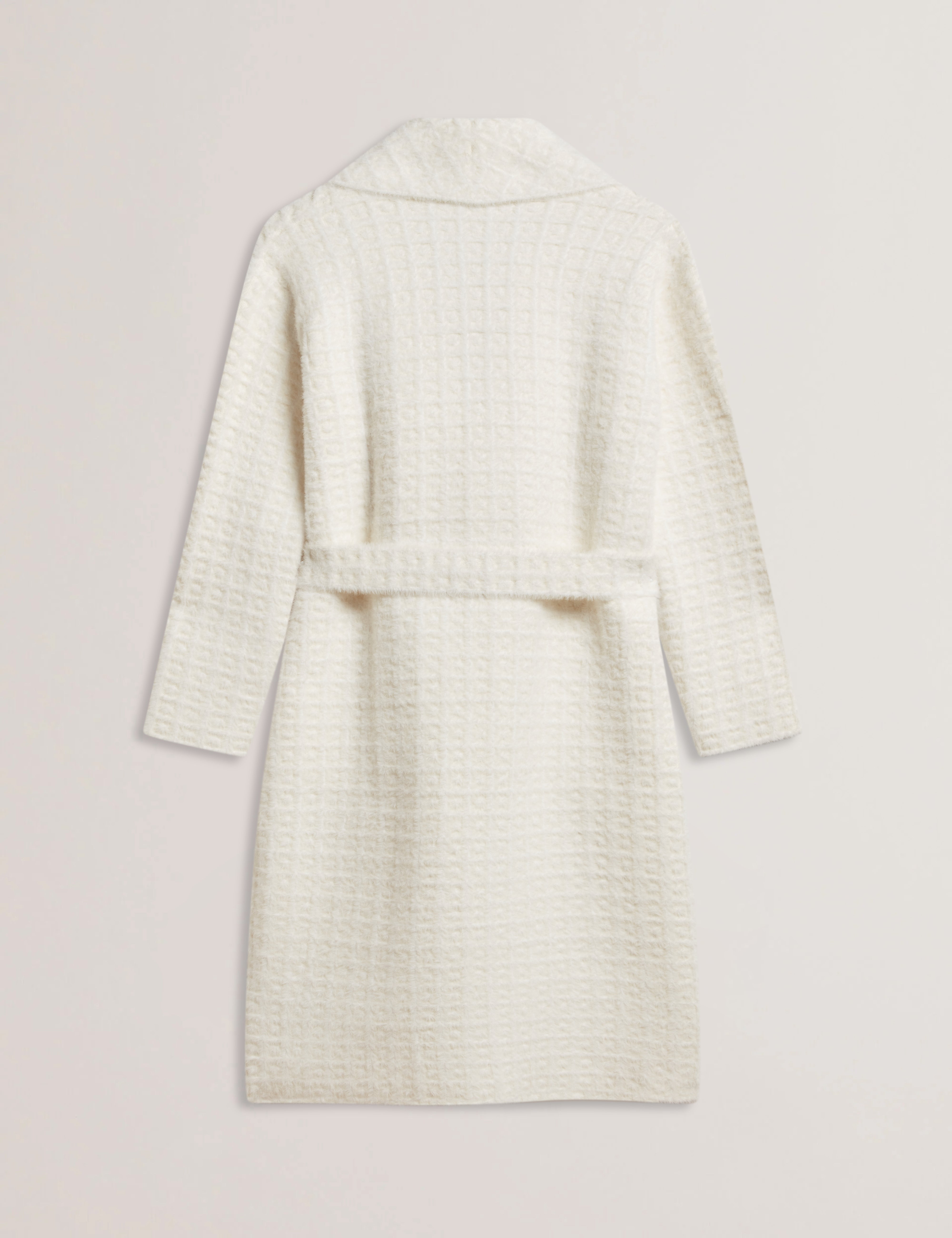 Maxence Jacquard Check Knitted Coat White