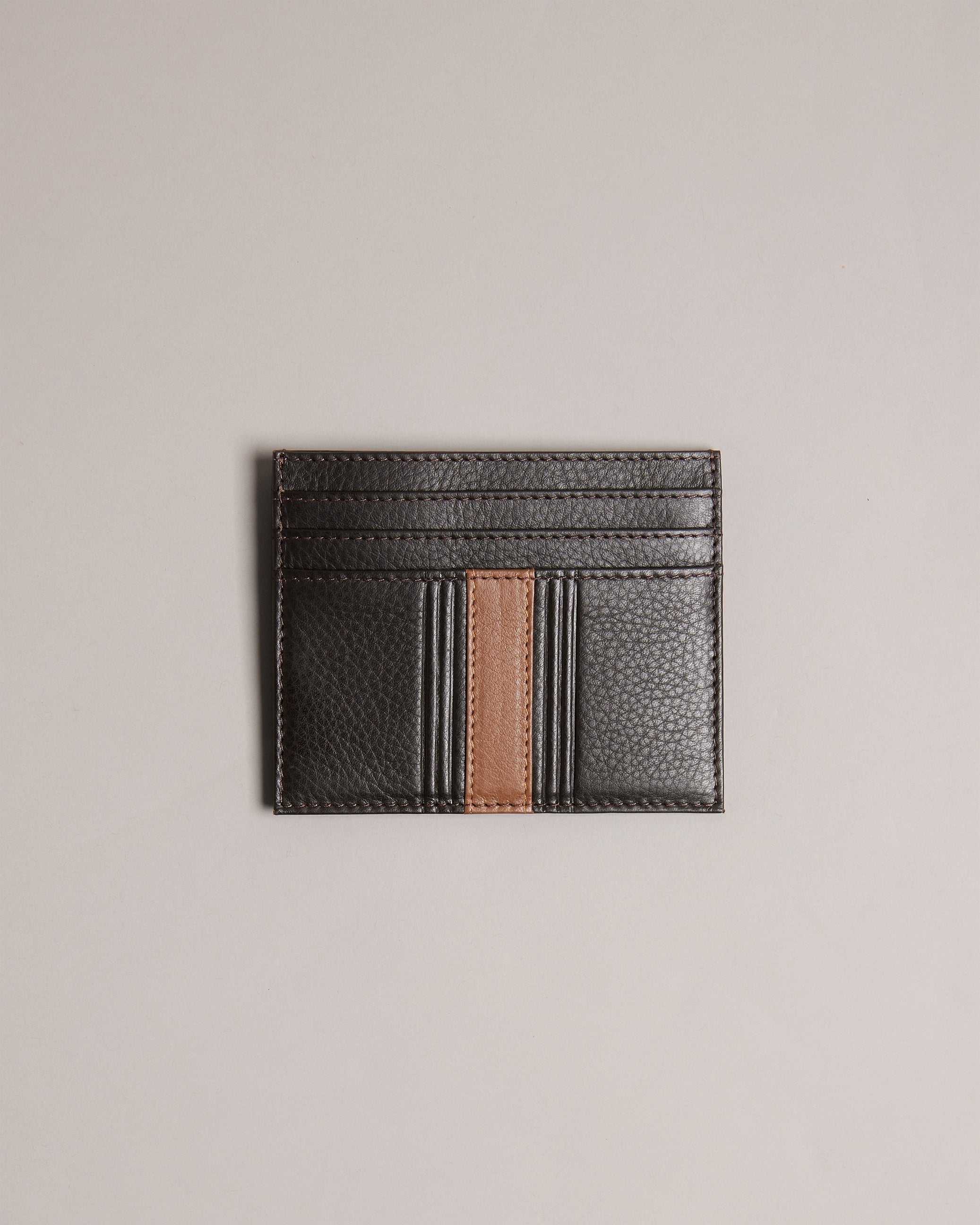 Evet Striped Card Holder Brn-Choc