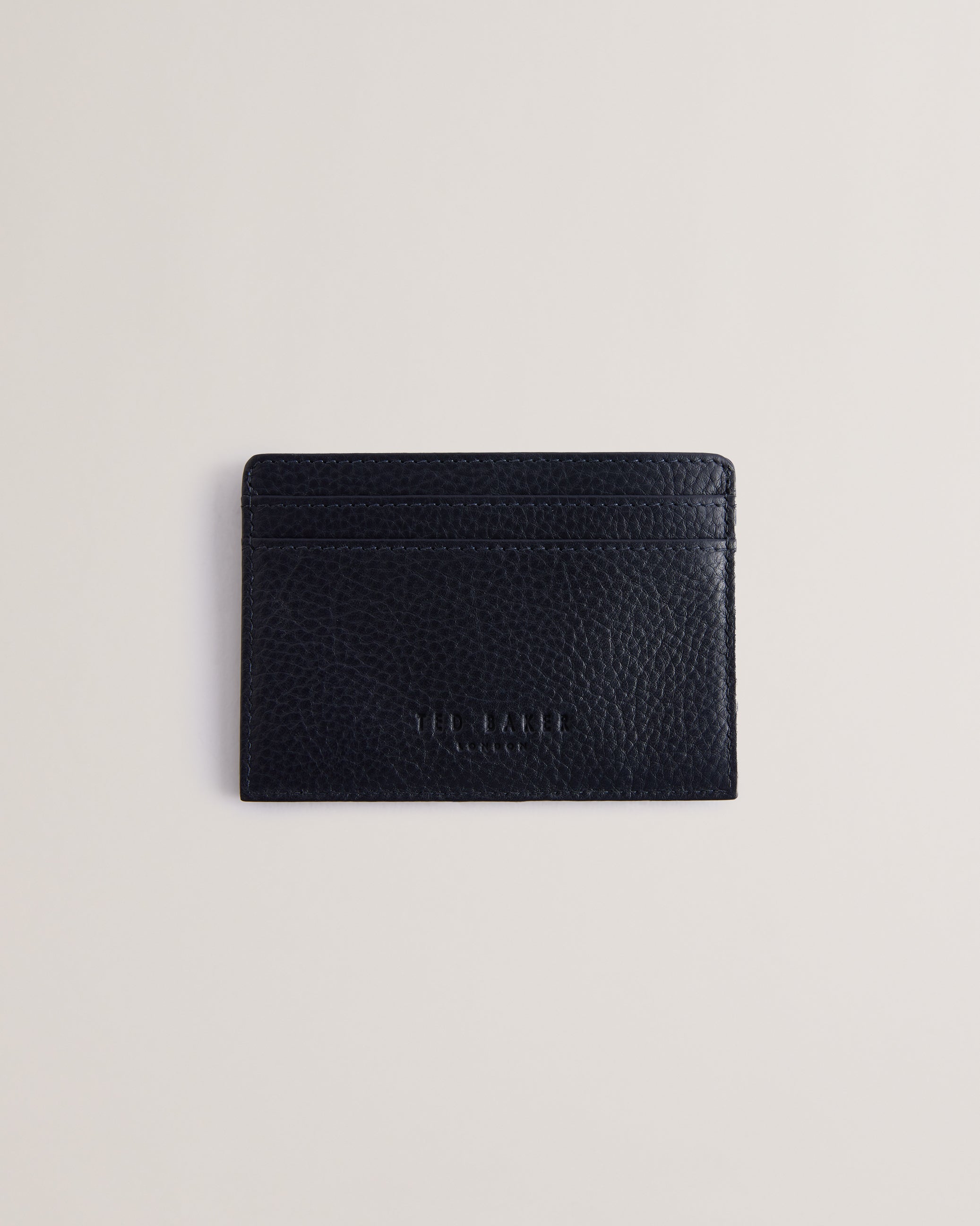 Evet Striped Leather Cardholder Navy