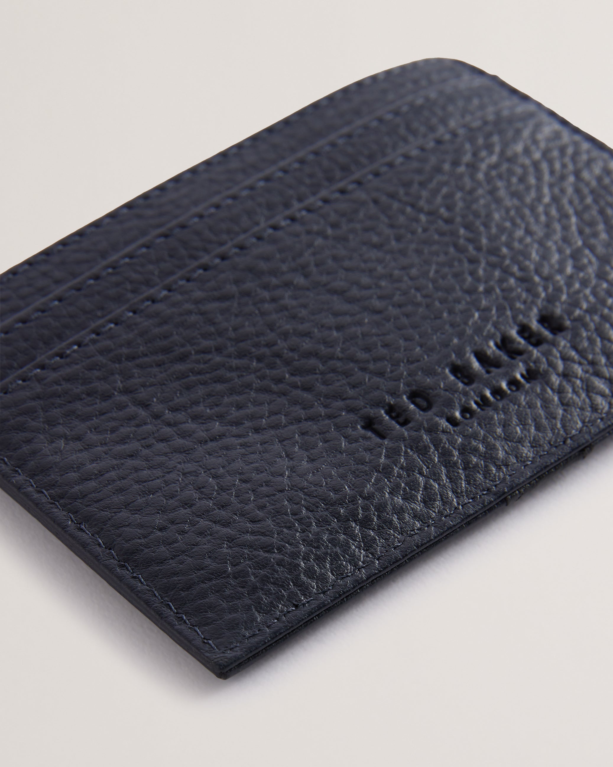 Evet Striped Leather Cardholder Navy