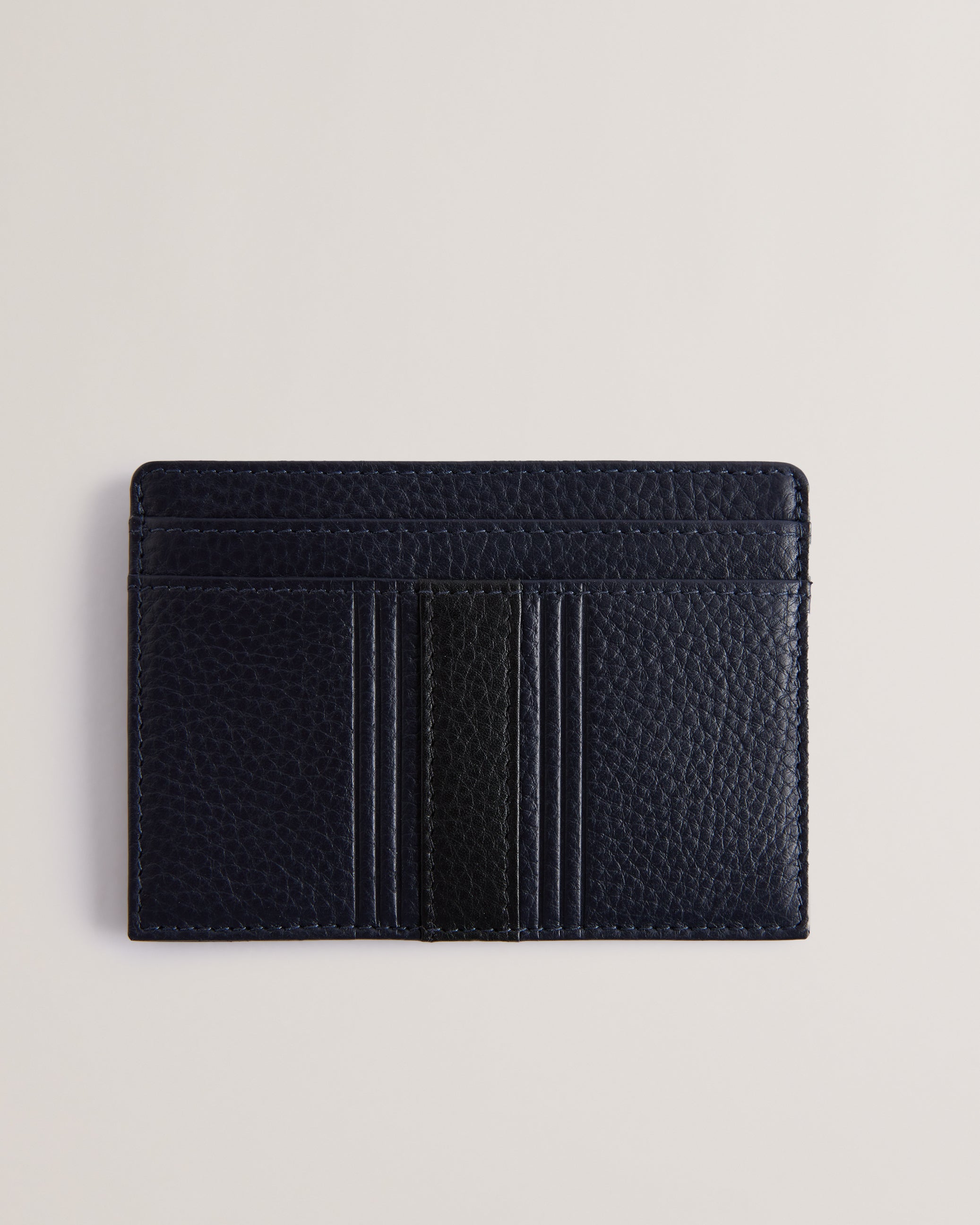 Evet Striped Leather Cardholder Navy