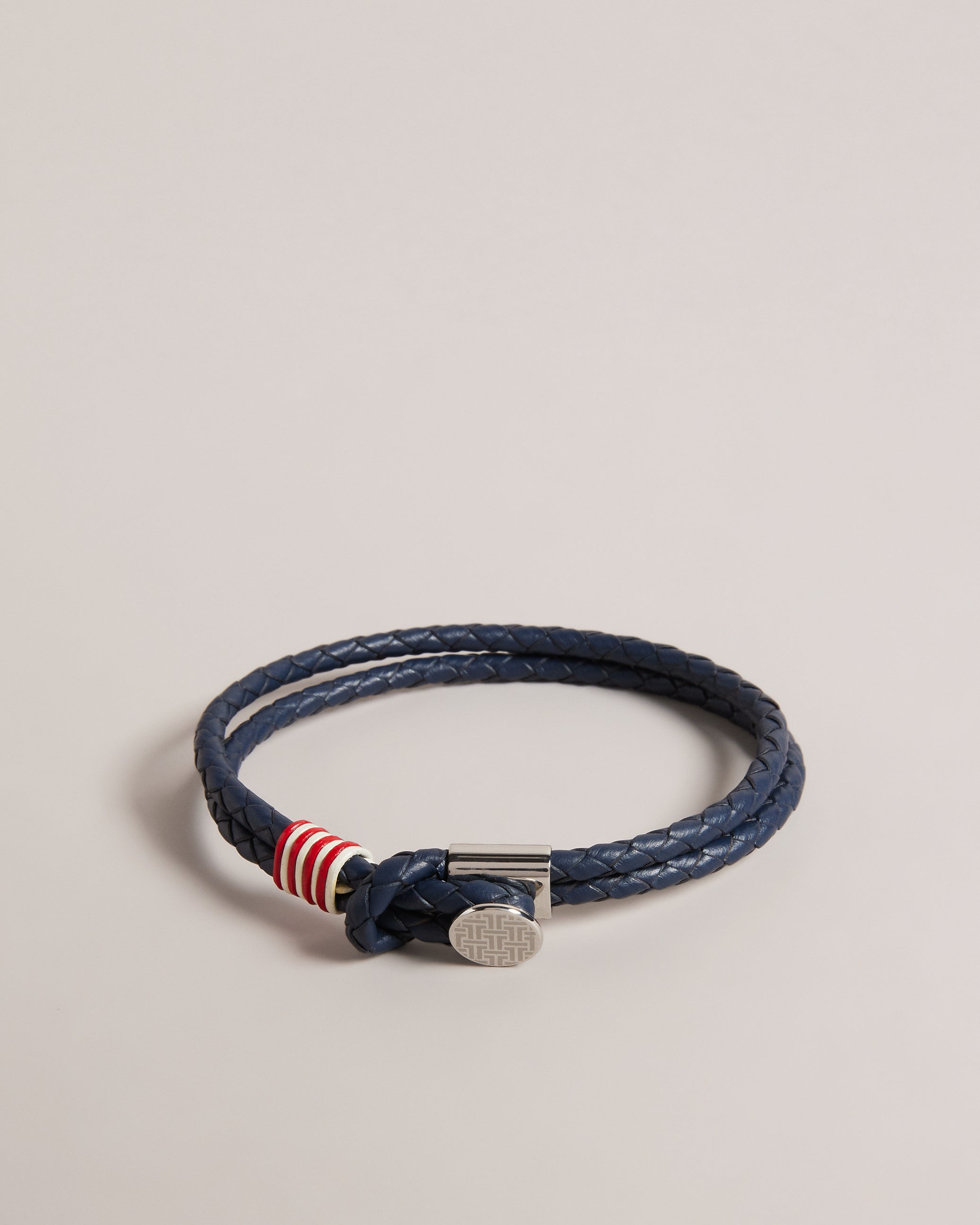 Coen Woven Leather Double Strap Bracelet Navy