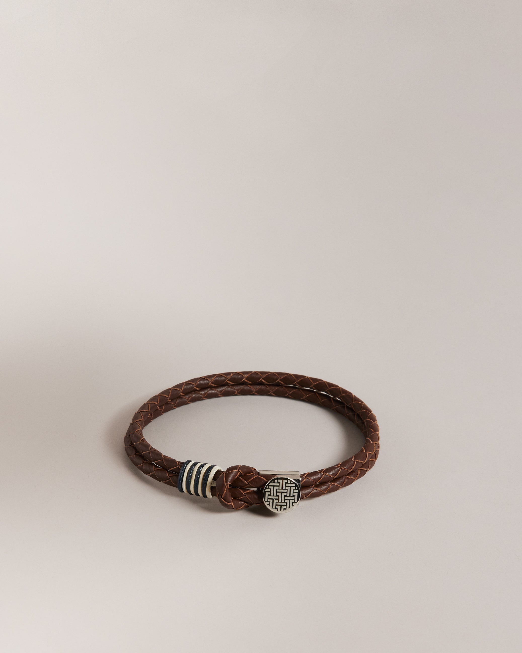 Coen Woven Leather Double Strap Bracelet Stone