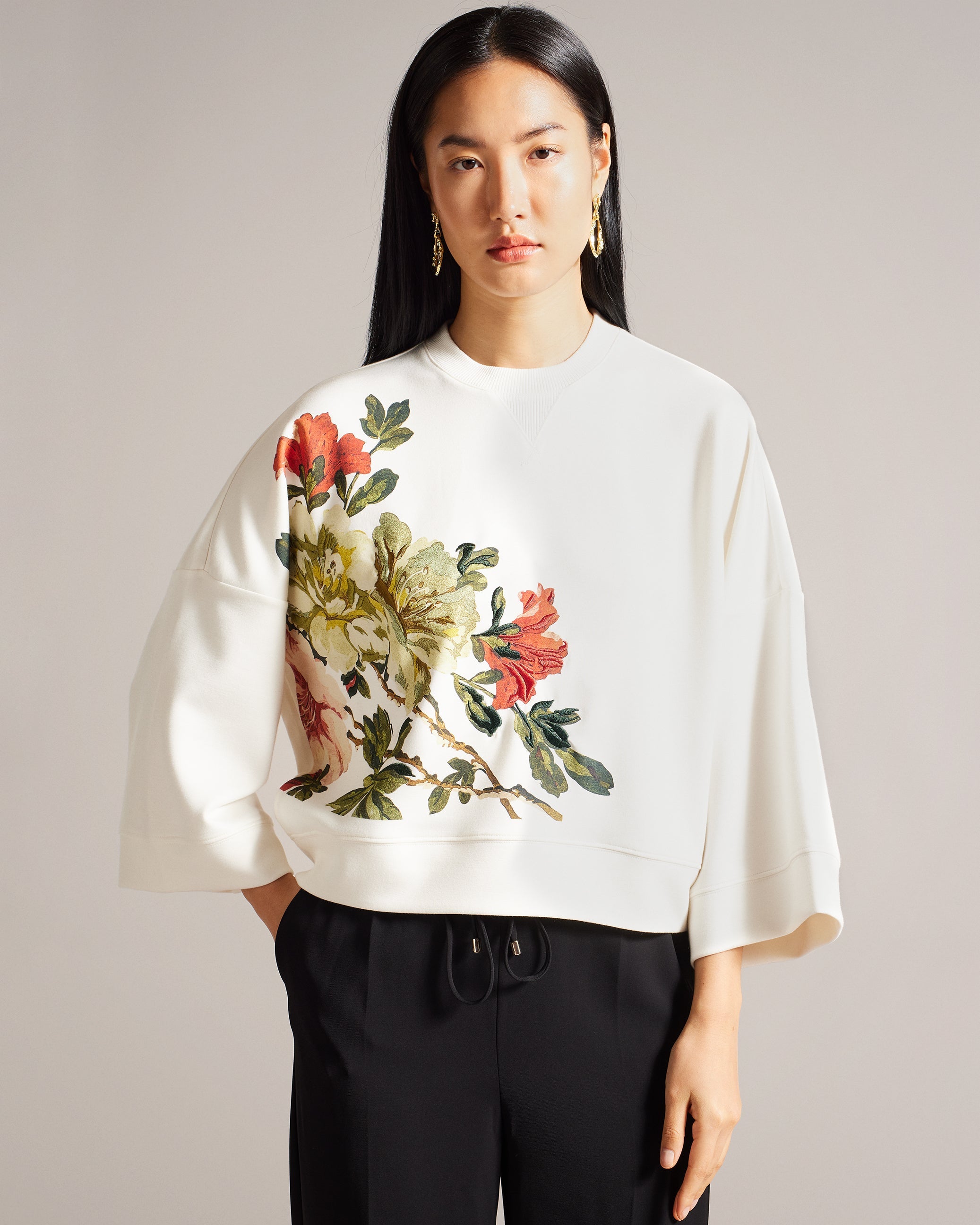 Laurale Sweatshirt with Embroidery White