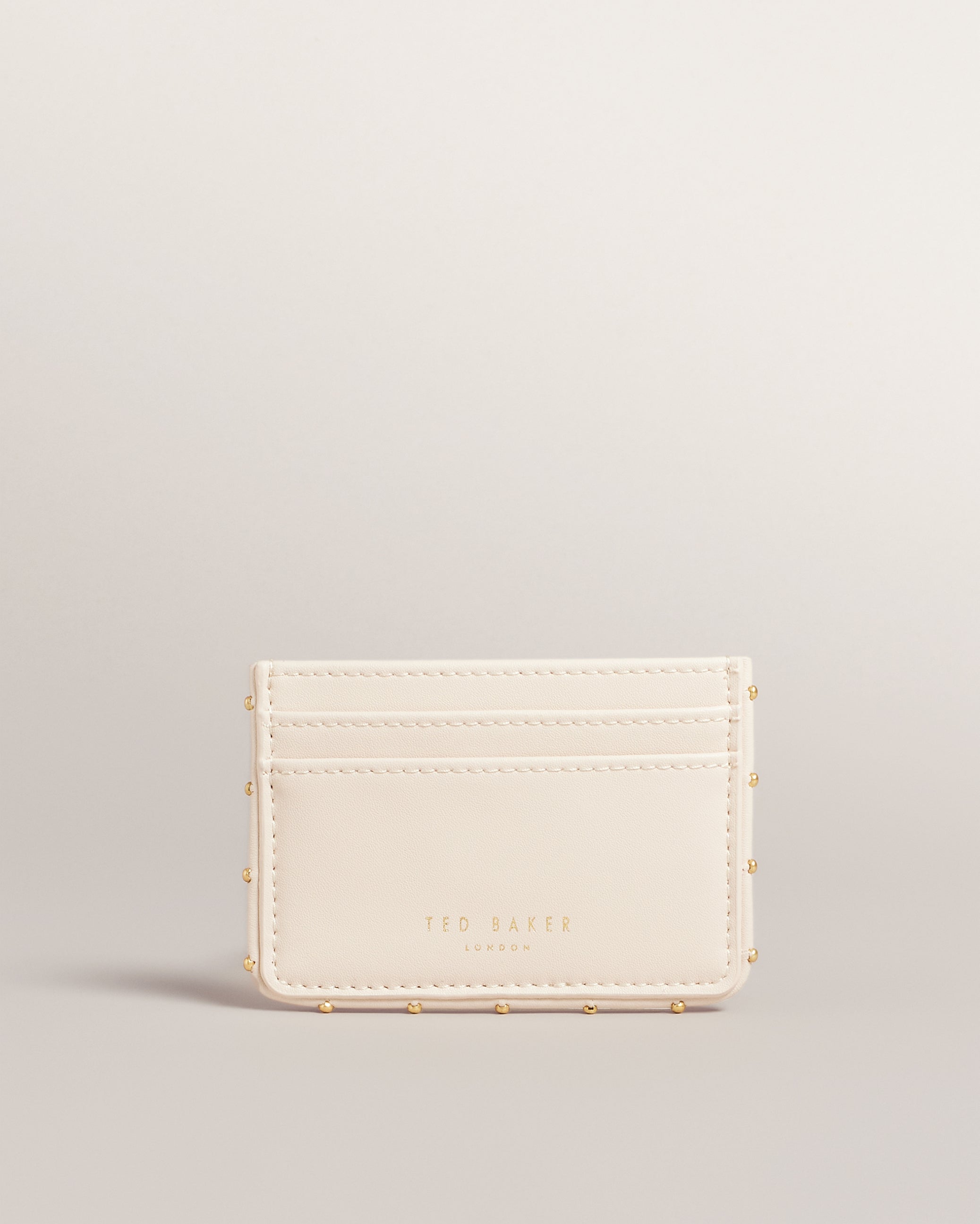 Kahnia Studded Edge Leather Cardholder Nude