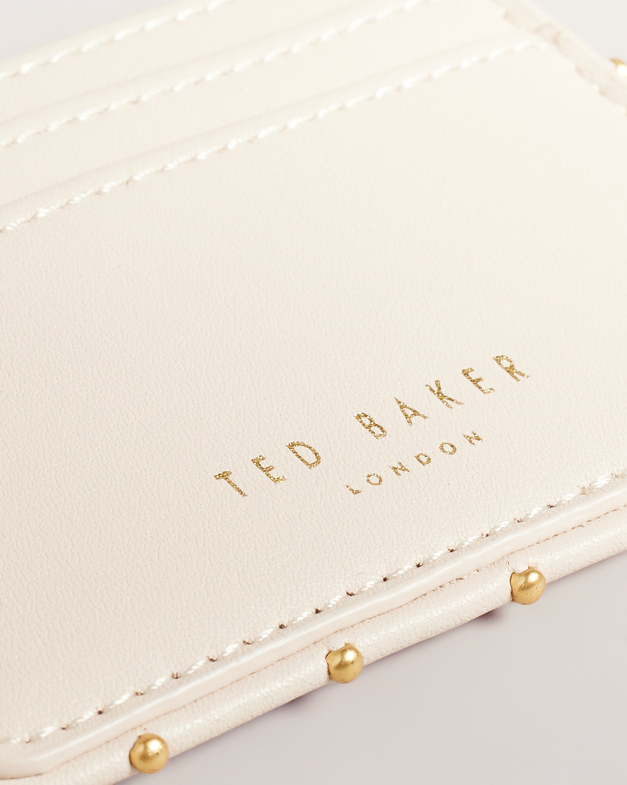 Kahnia Studded Edge Leather Cardholder Nude