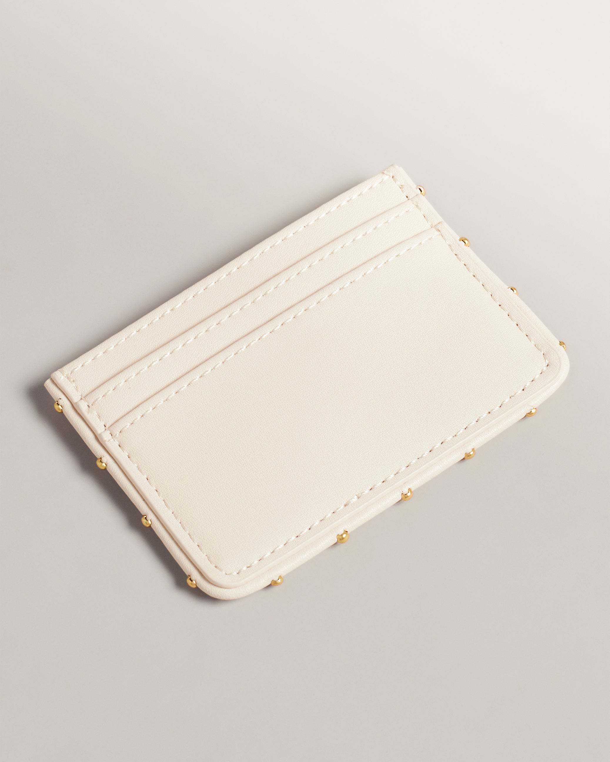 Kahnia Studded Edge Leather Cardholder Nude