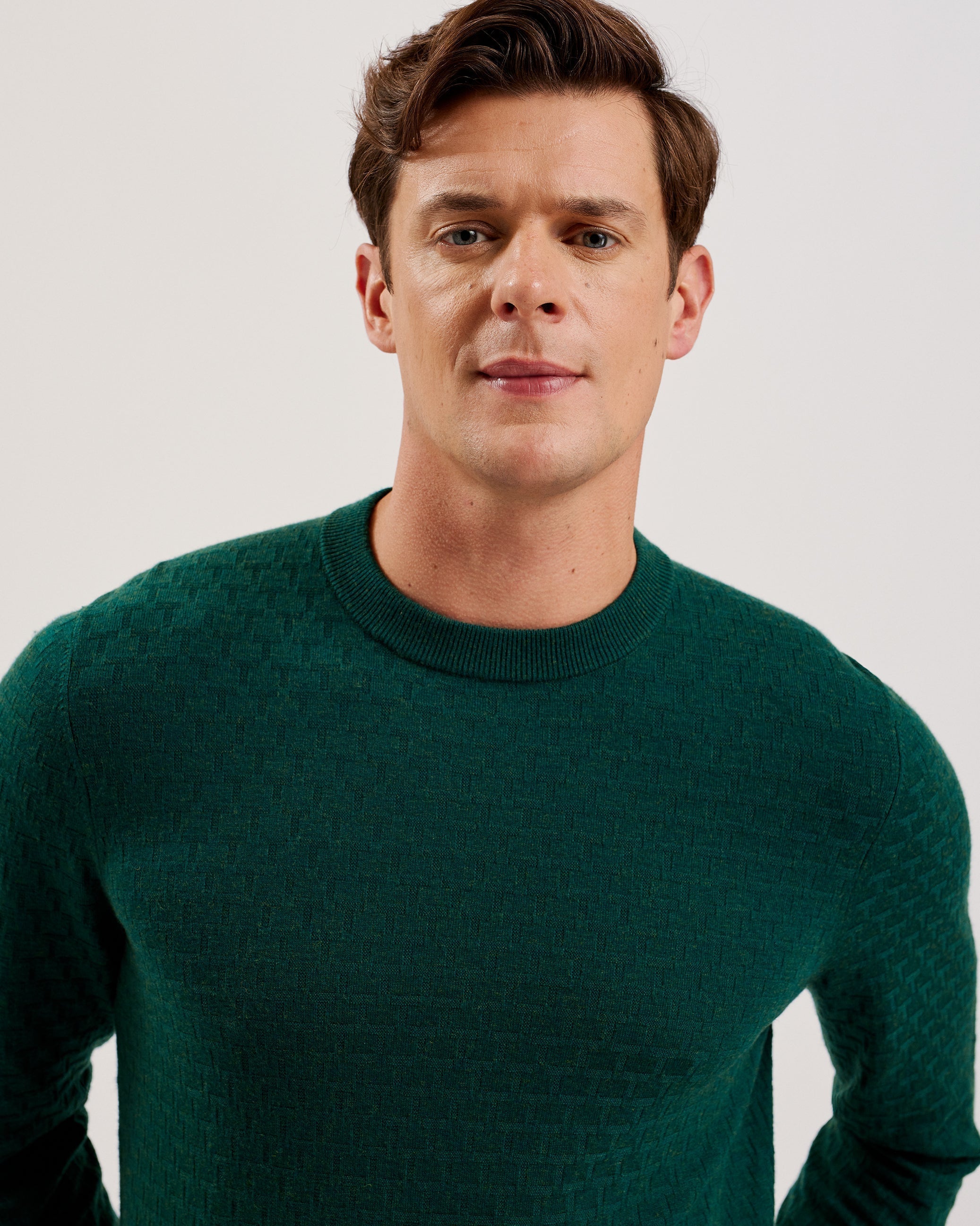 Loung Ls Diamond Stitch Crew Neck Dk-Green