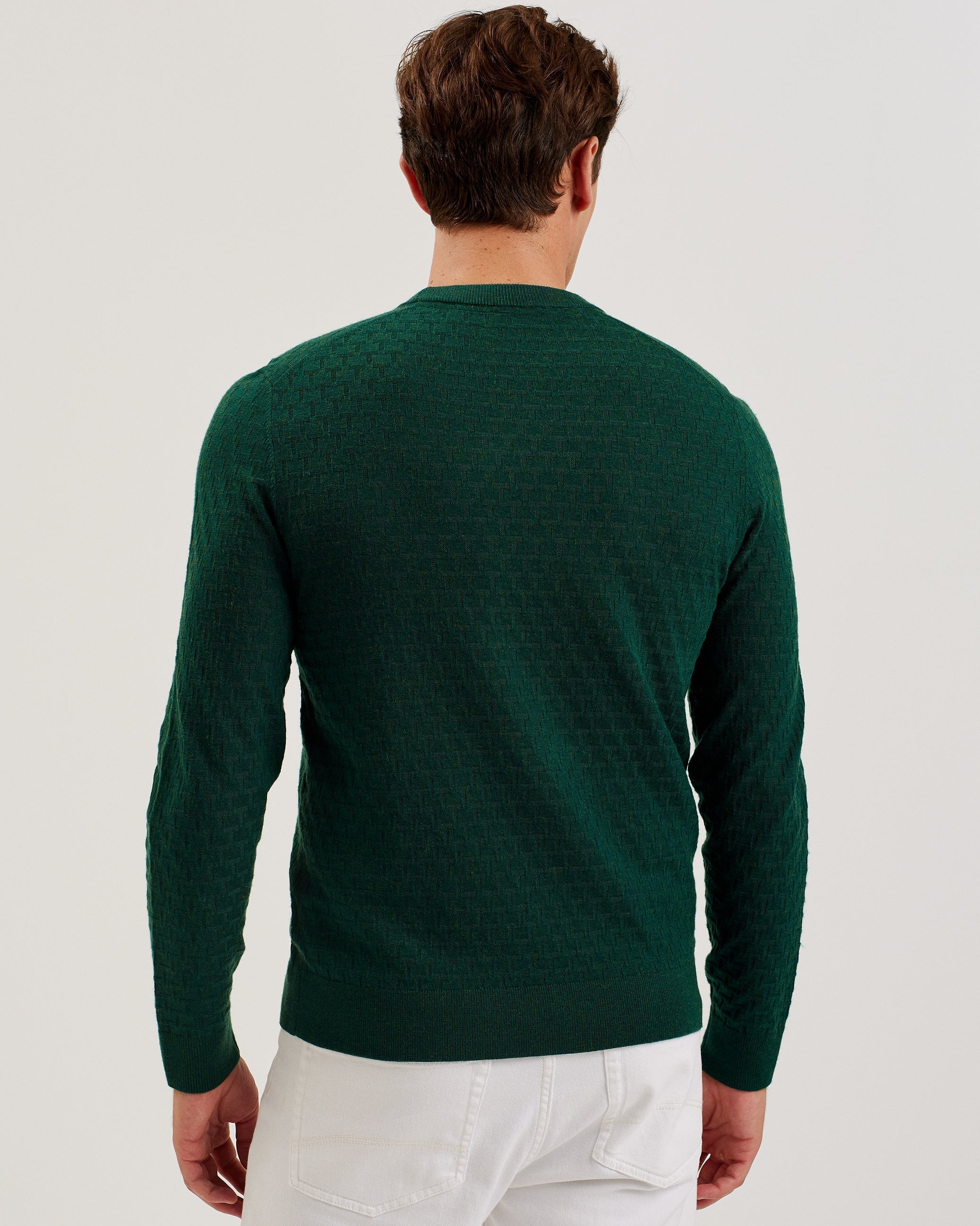 Loung Ls Diamond Stitch Crew Neck Dk-Green