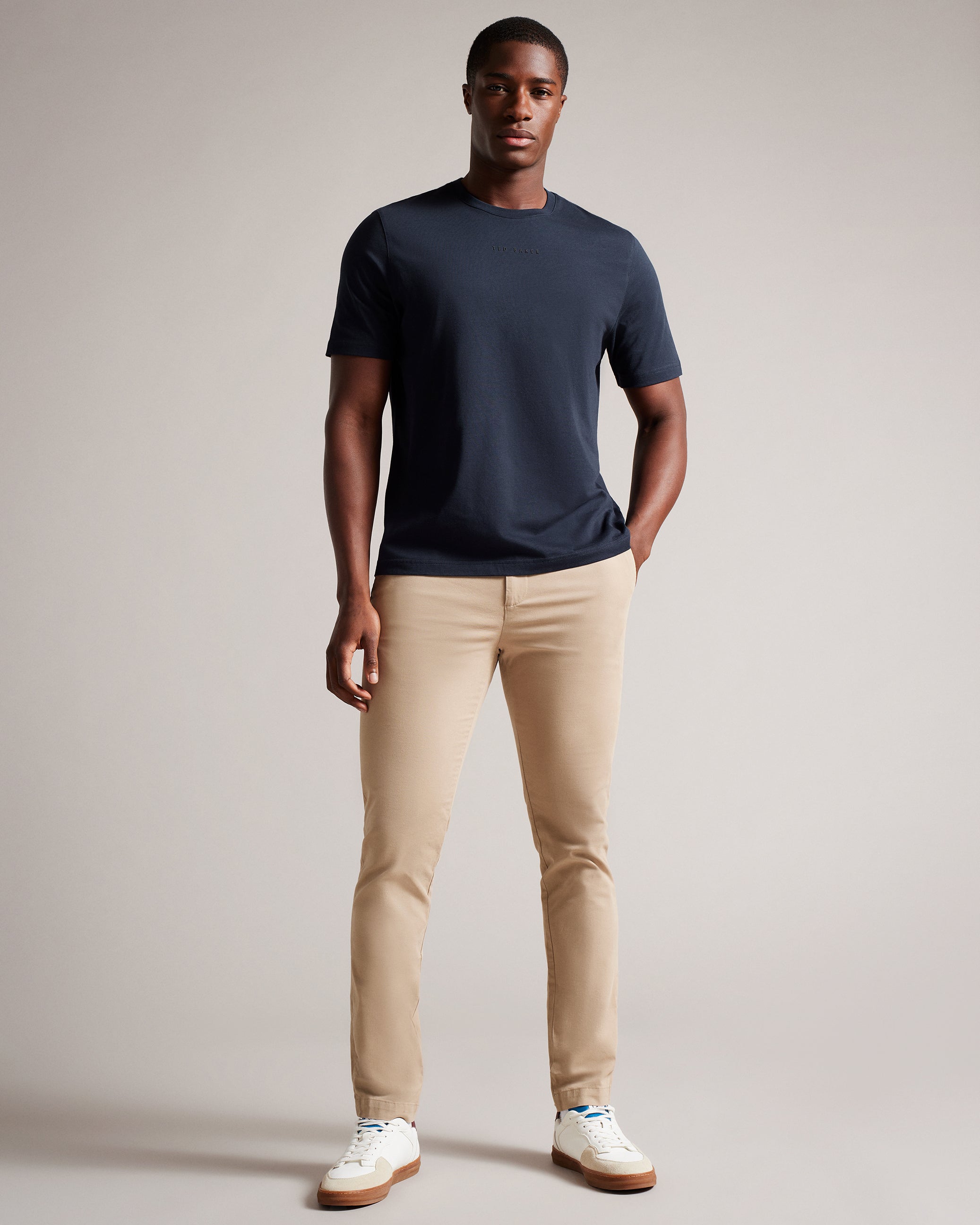 Wilkin Short Sleeve Branded T-Shirt Navy