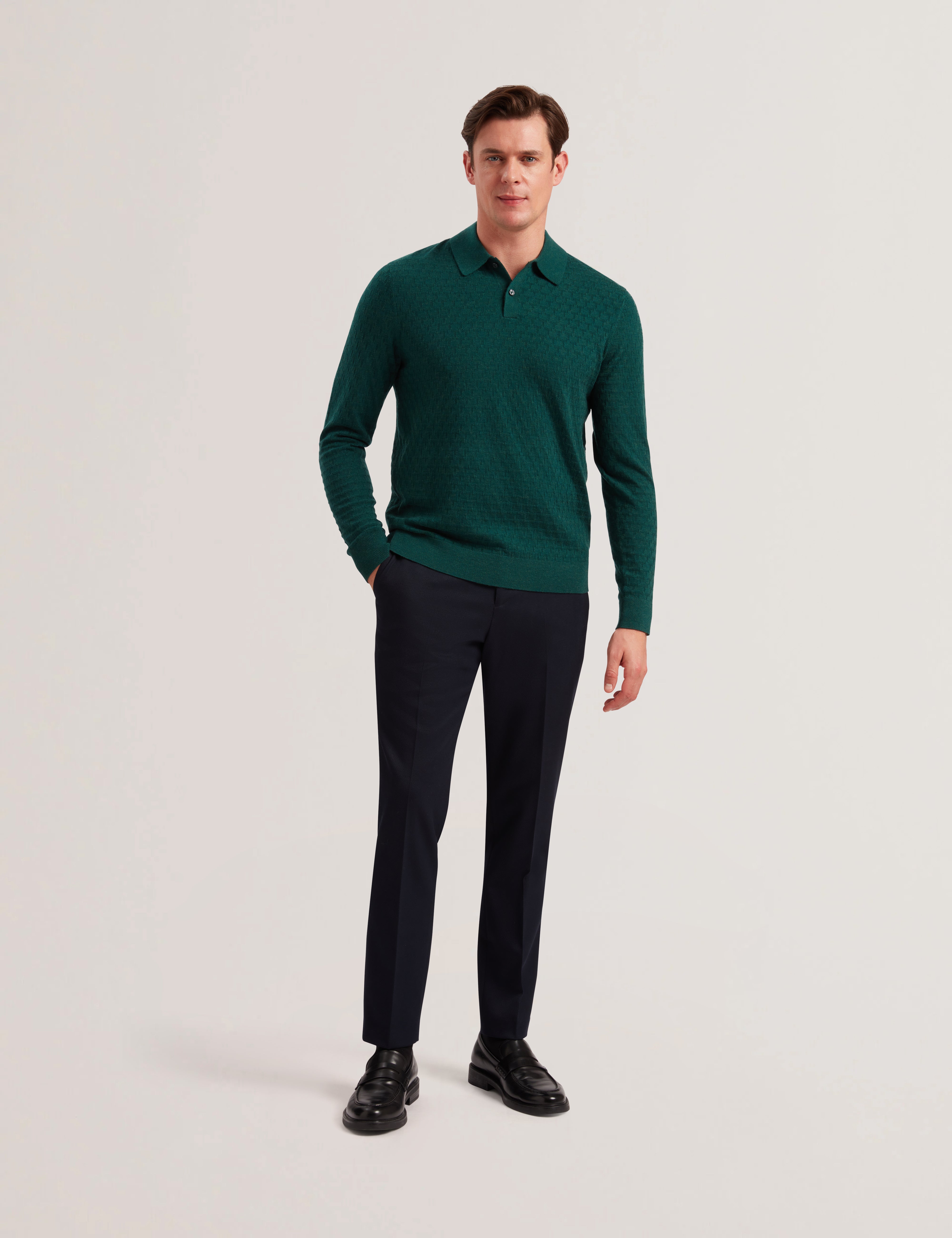 Morar Ls T Stitch Knitted Polo Dk-Green