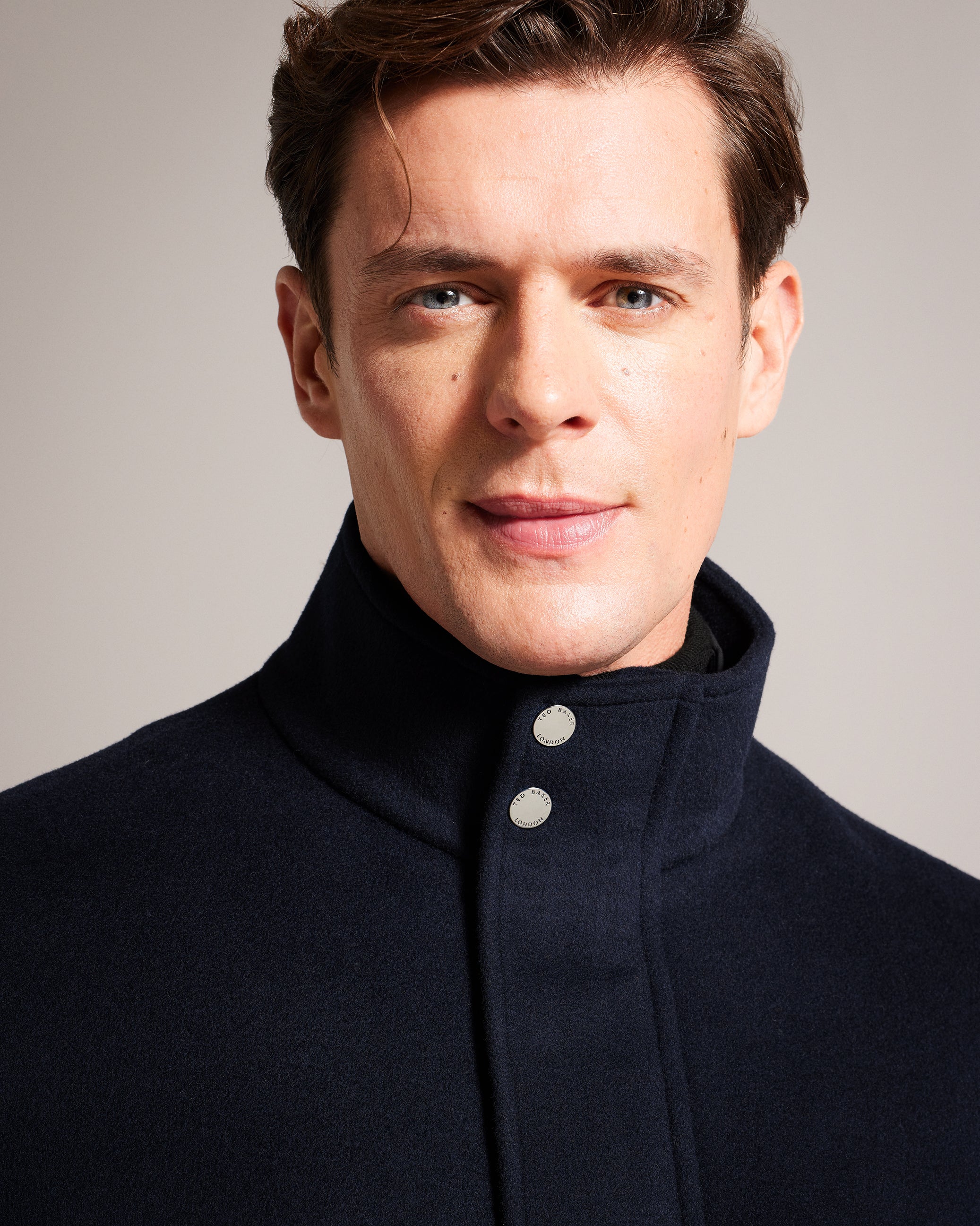 Ederson Wool Blend Funnel Neck Coat Navy