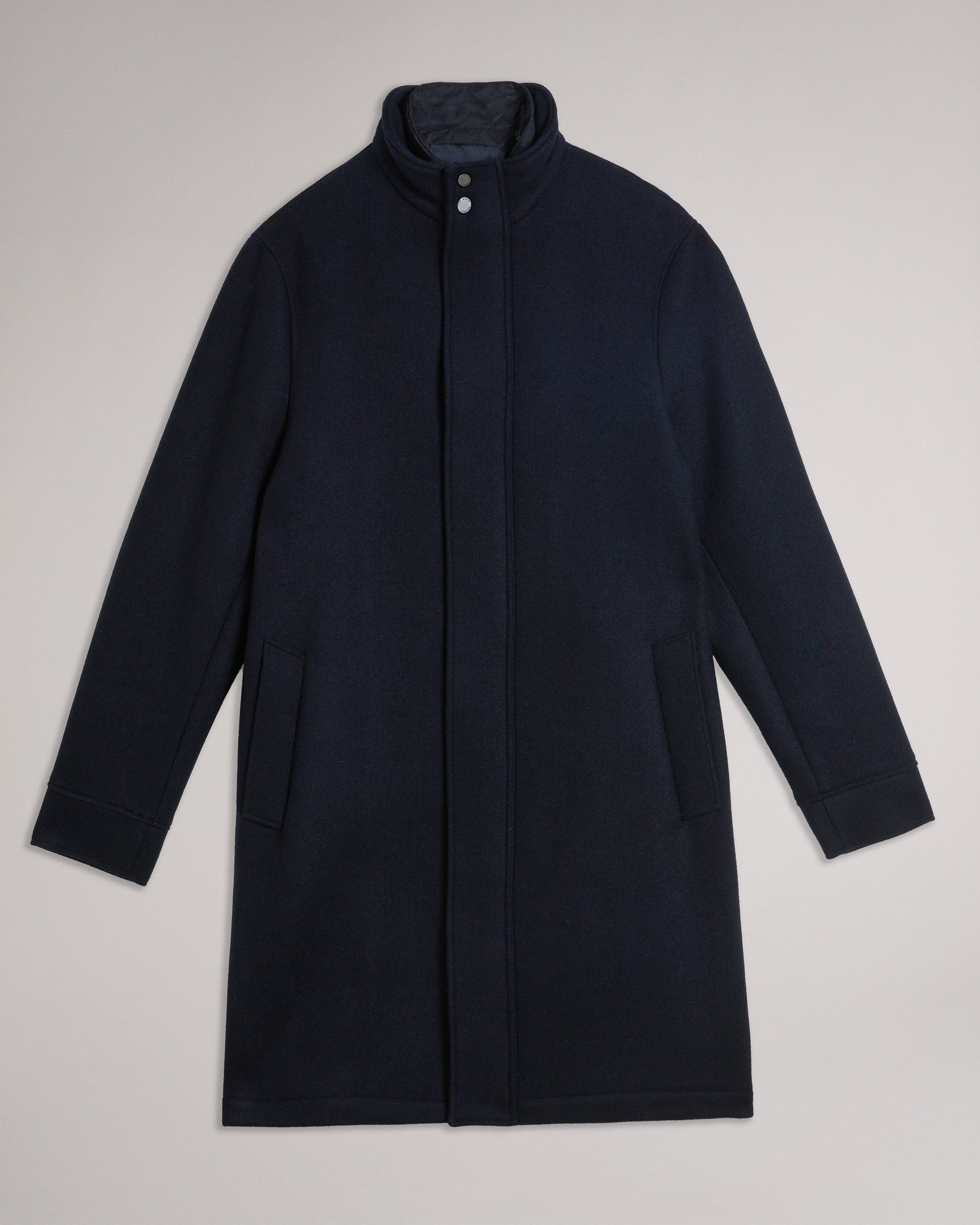 Ederson Wool Blend Funnel Neck Coat Navy