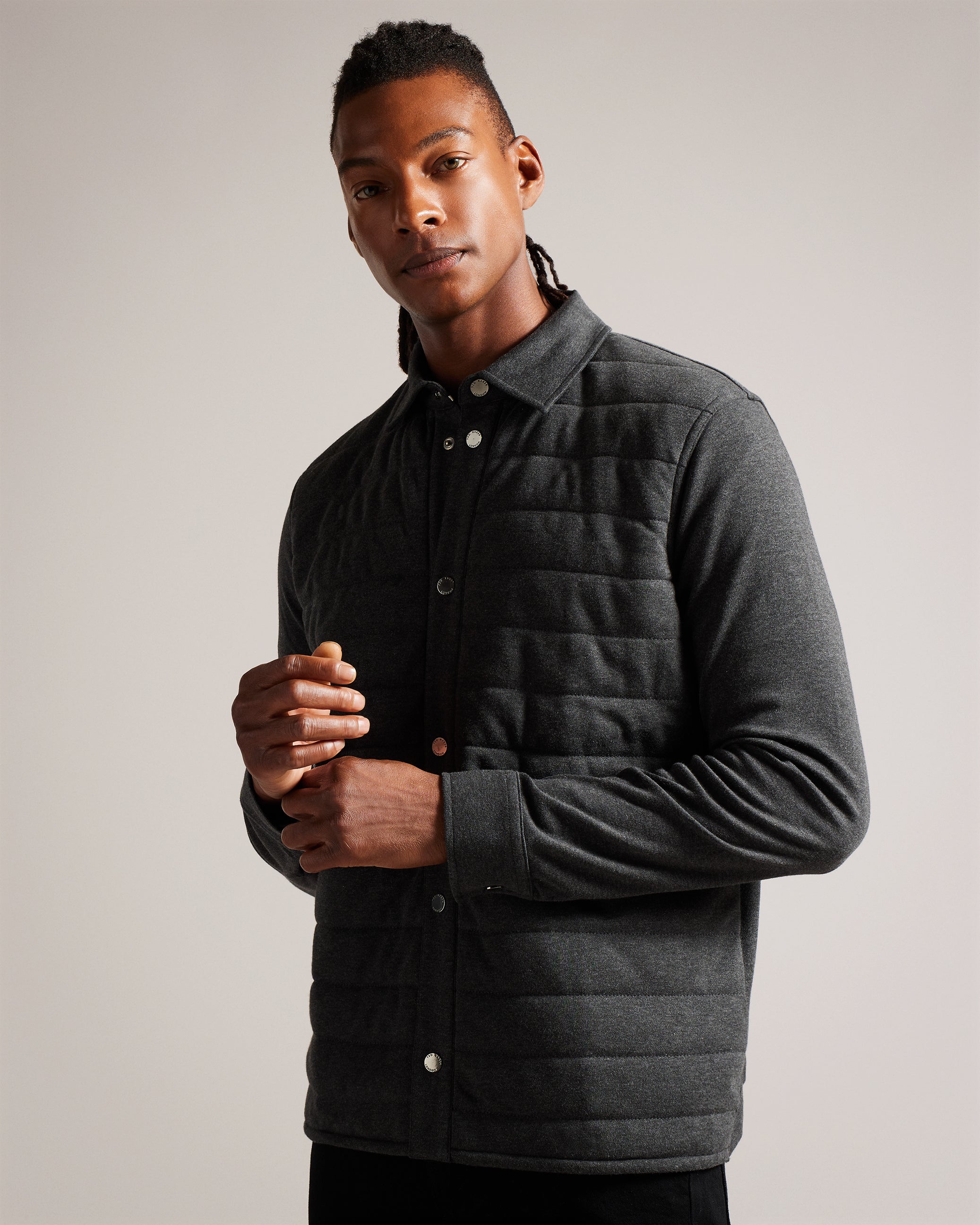 Ansty Long Sleeve Padded Jersey Shirt Grey-Marl