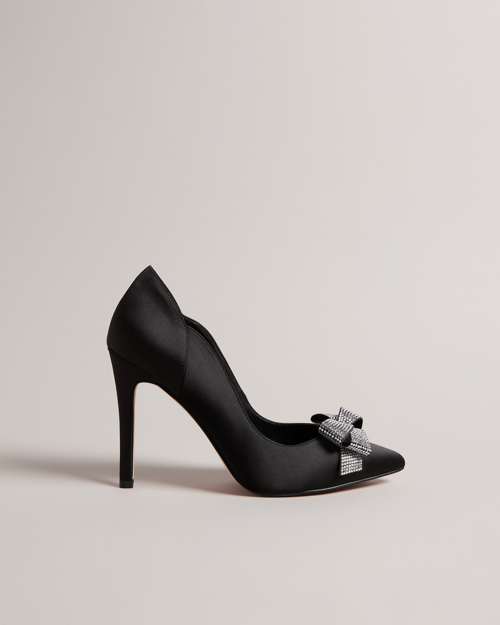 Orlilas Satin Crystal Bow Court Shoes Black