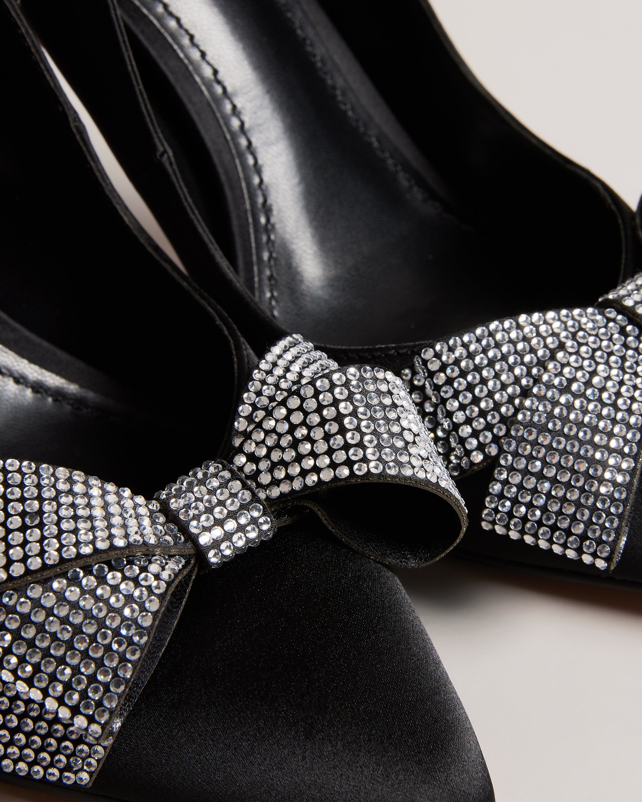 Orlilas Satin Crystal Bow Court Shoes Black