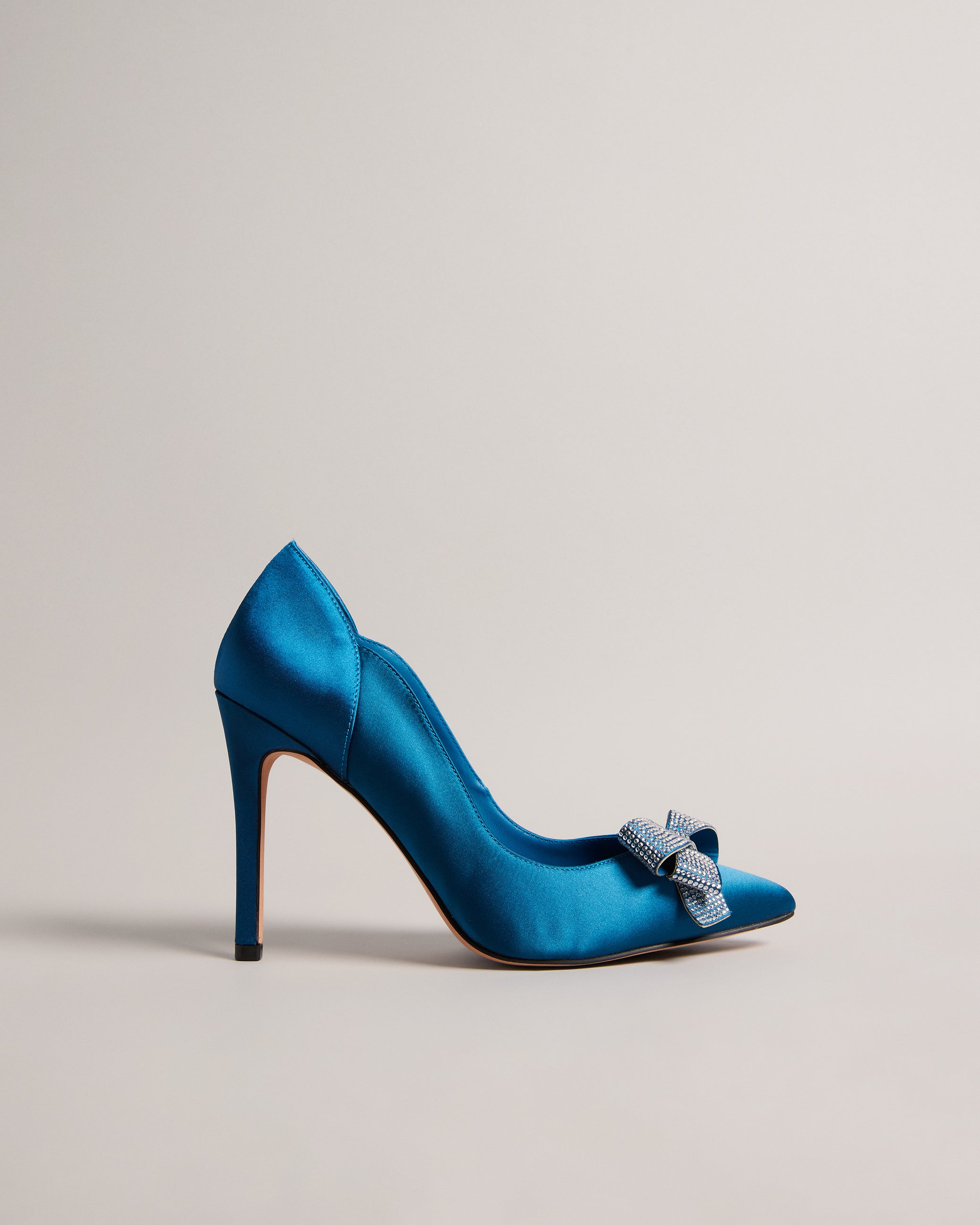 Orlilas Crystal Bow Court Heels Shoes Blue
