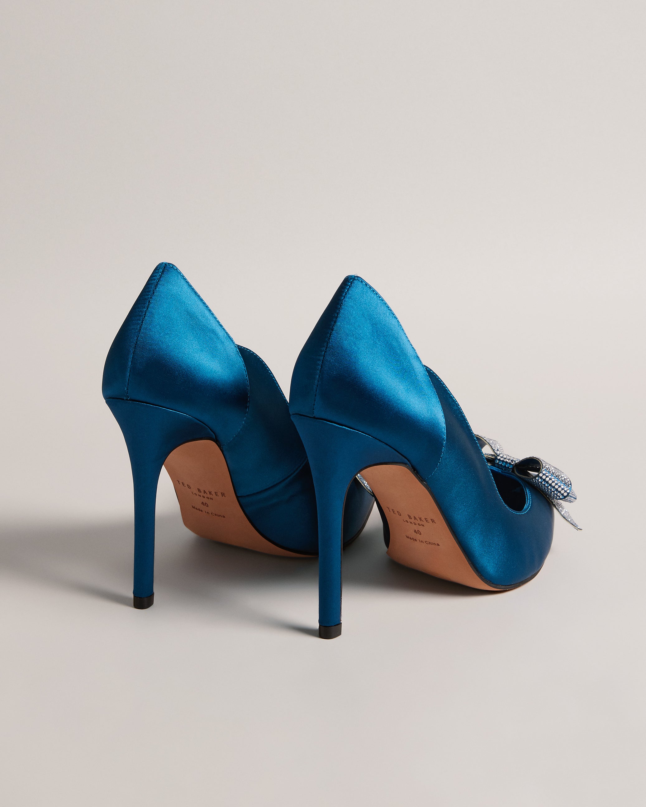 Orlilas Crystal Bow Court Heels Shoes Blue