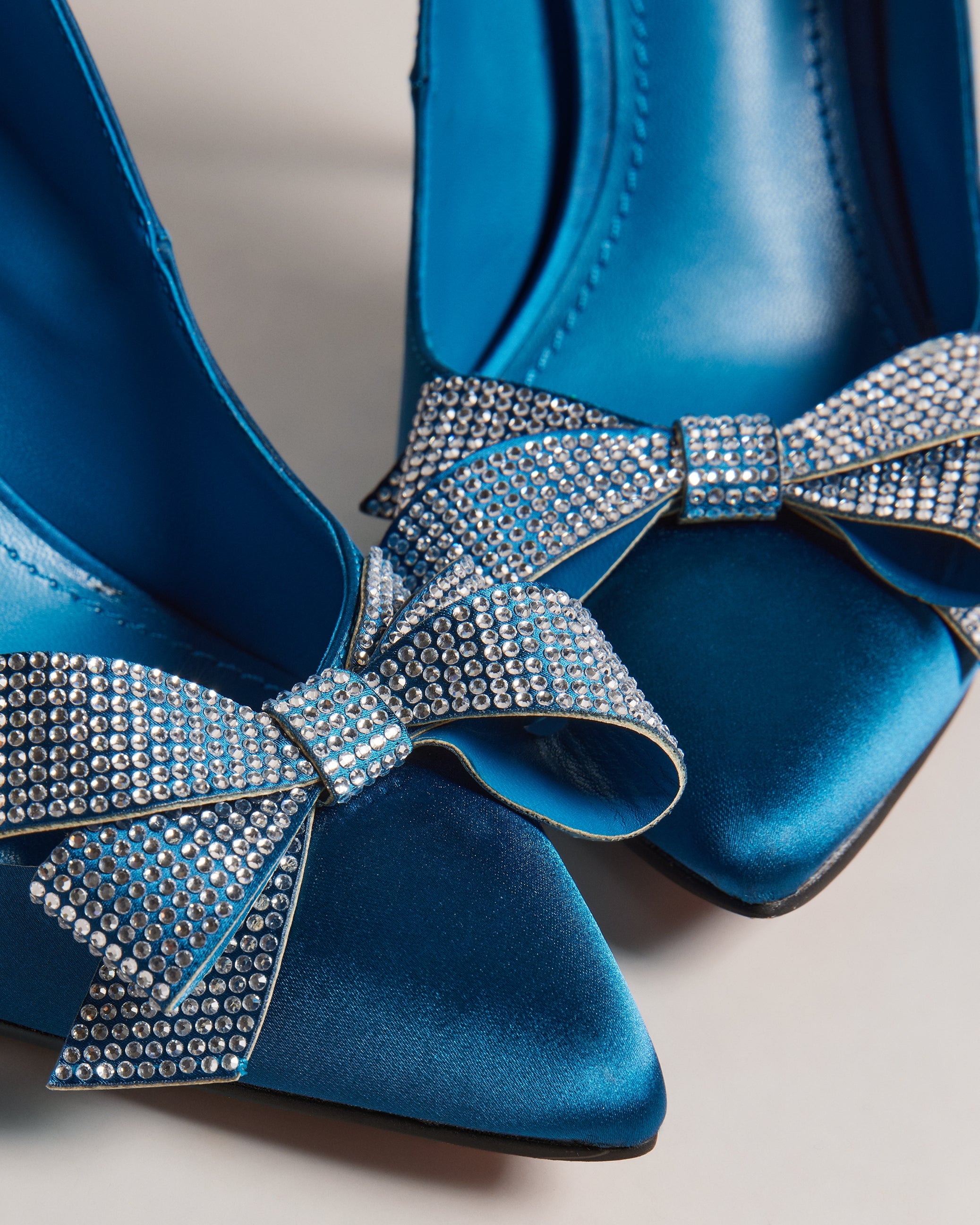 Orlilas Crystal Bow Court Heels Shoes Blue