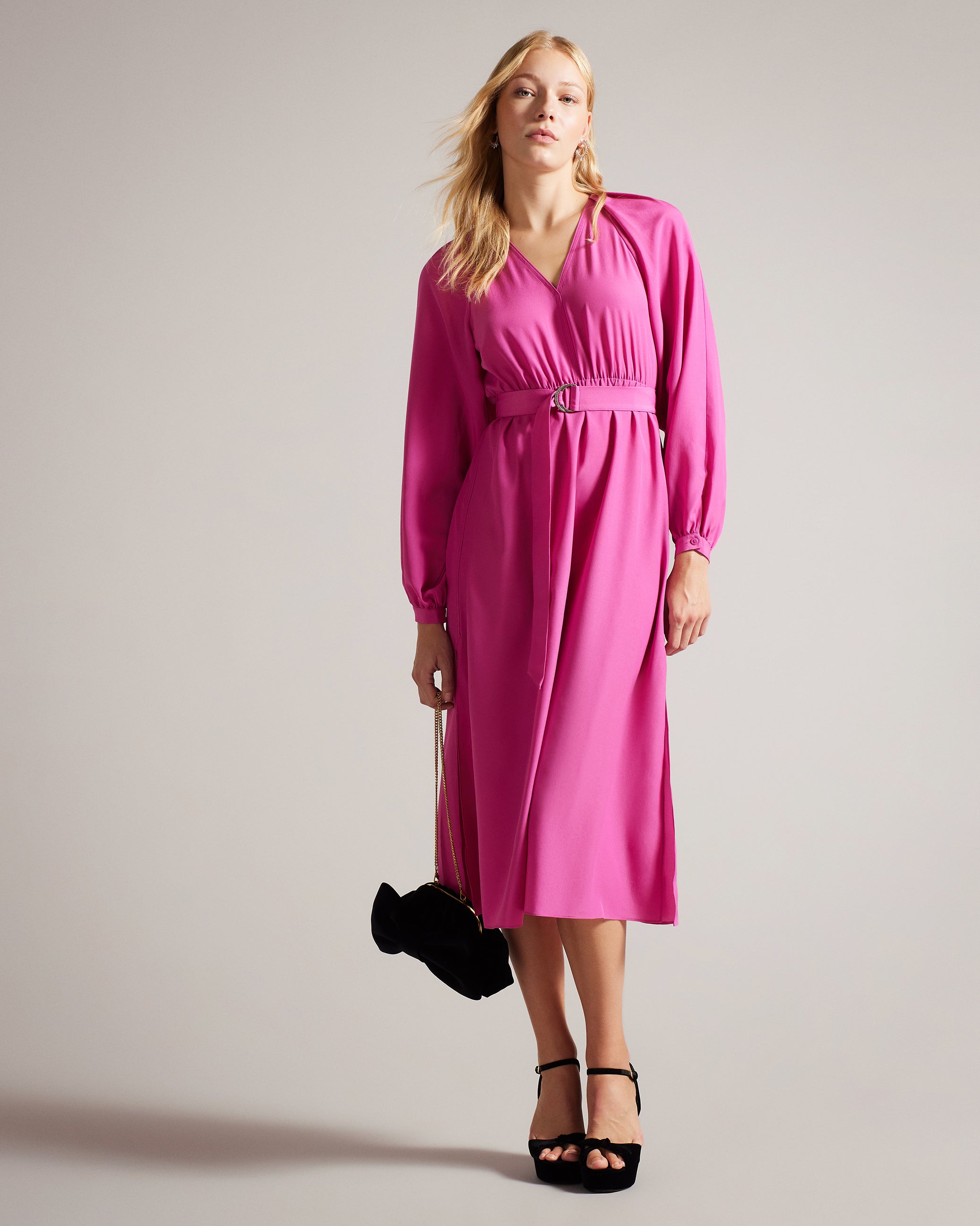 Comus Midi Shirt Dress With Belted Waist