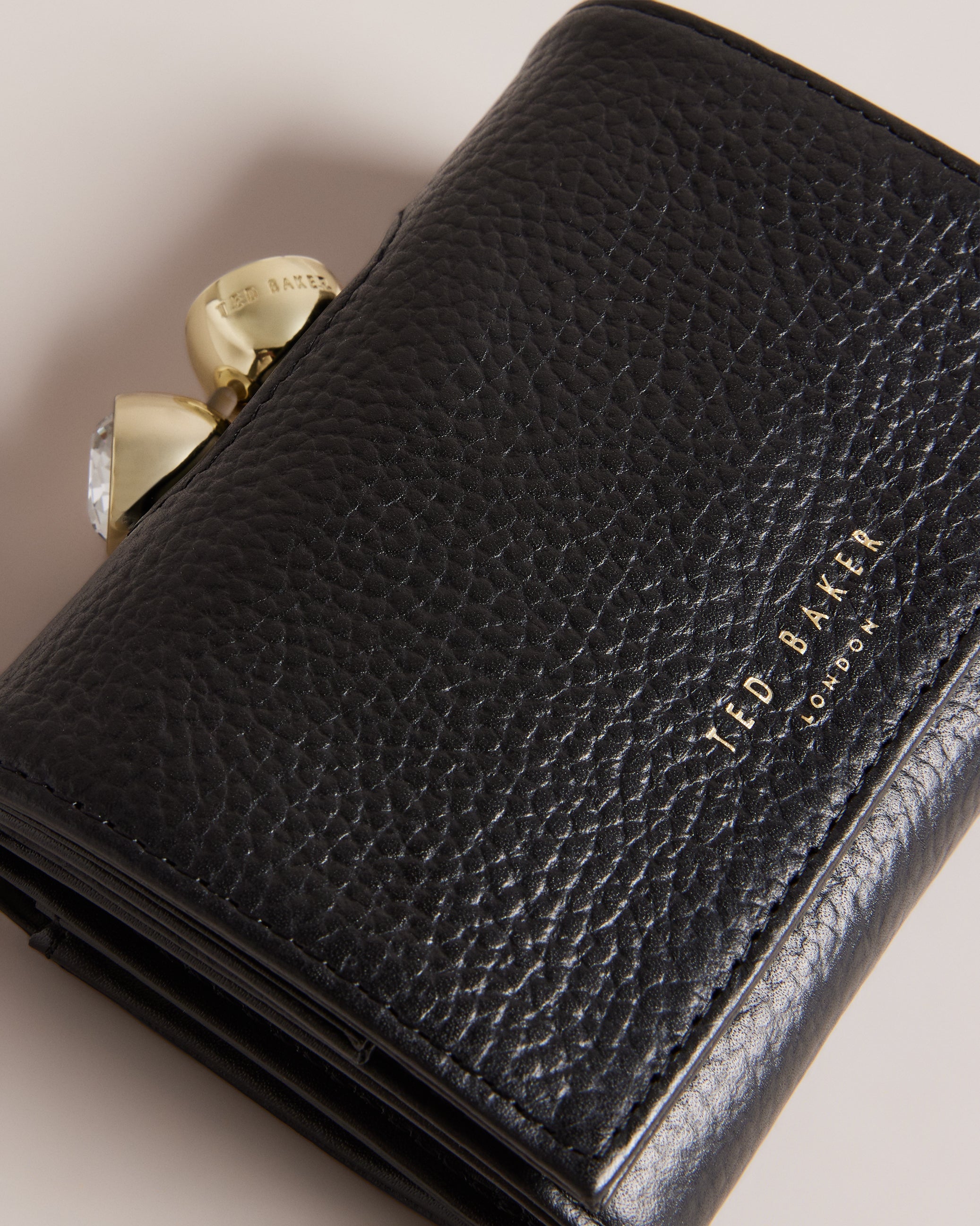 Rosiela Small Crystal Bobble Leather Purse Black