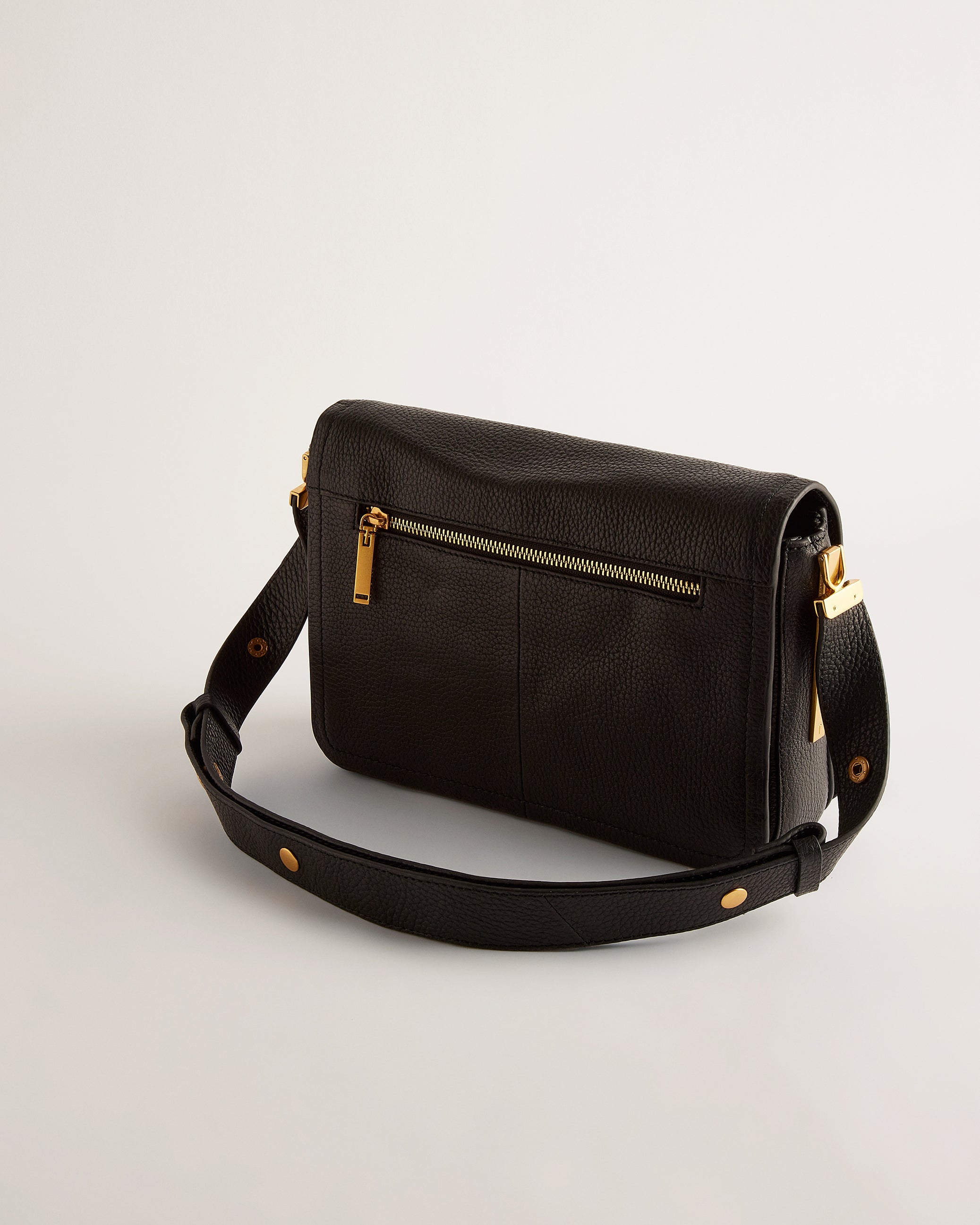 Imielly Lock Detail Baguette Shoulder Bag Black