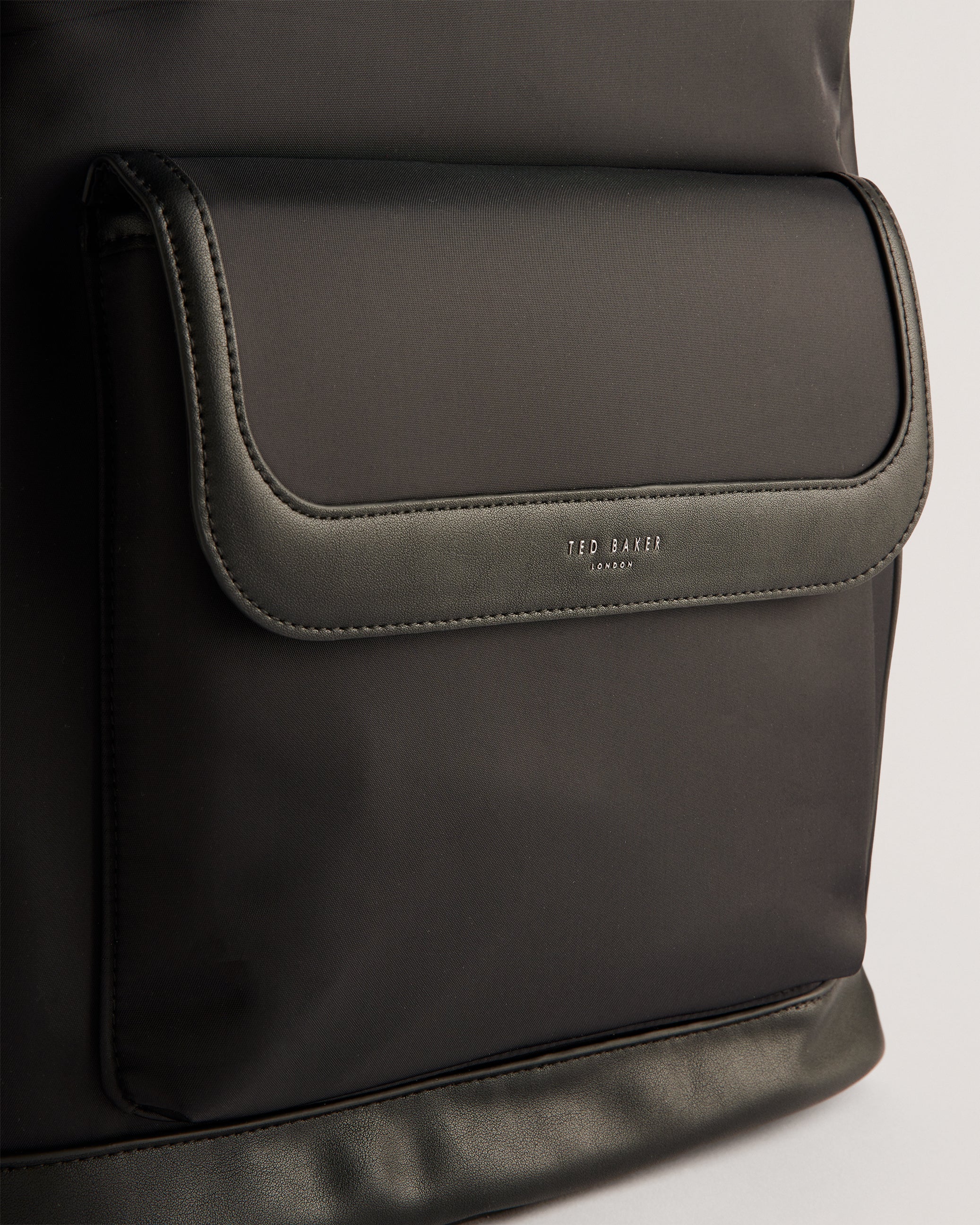 Jackks Nylon Laptop Backpack With PU Detail Black