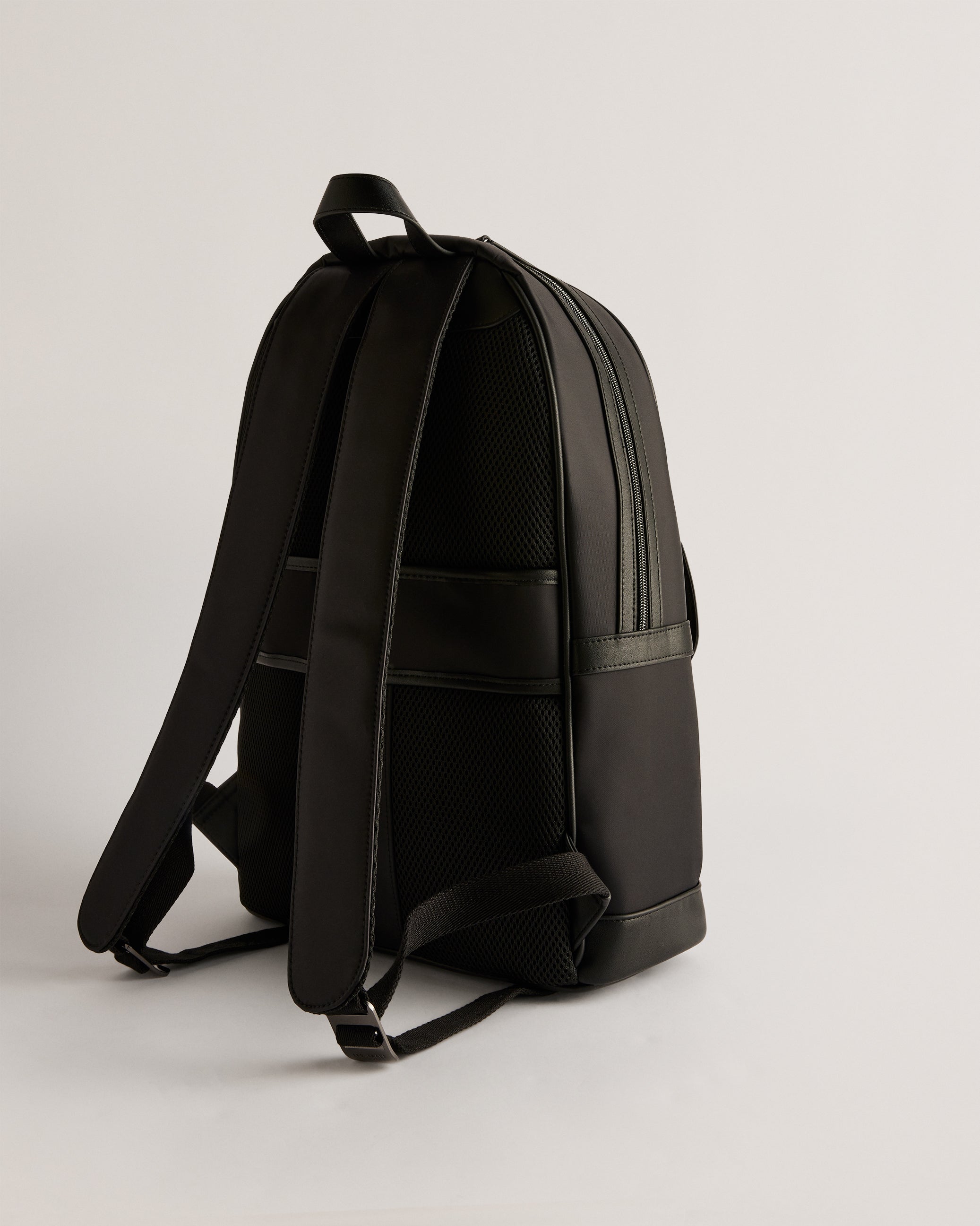 Jackks Nylon Laptop Backpack With PU Detail Black