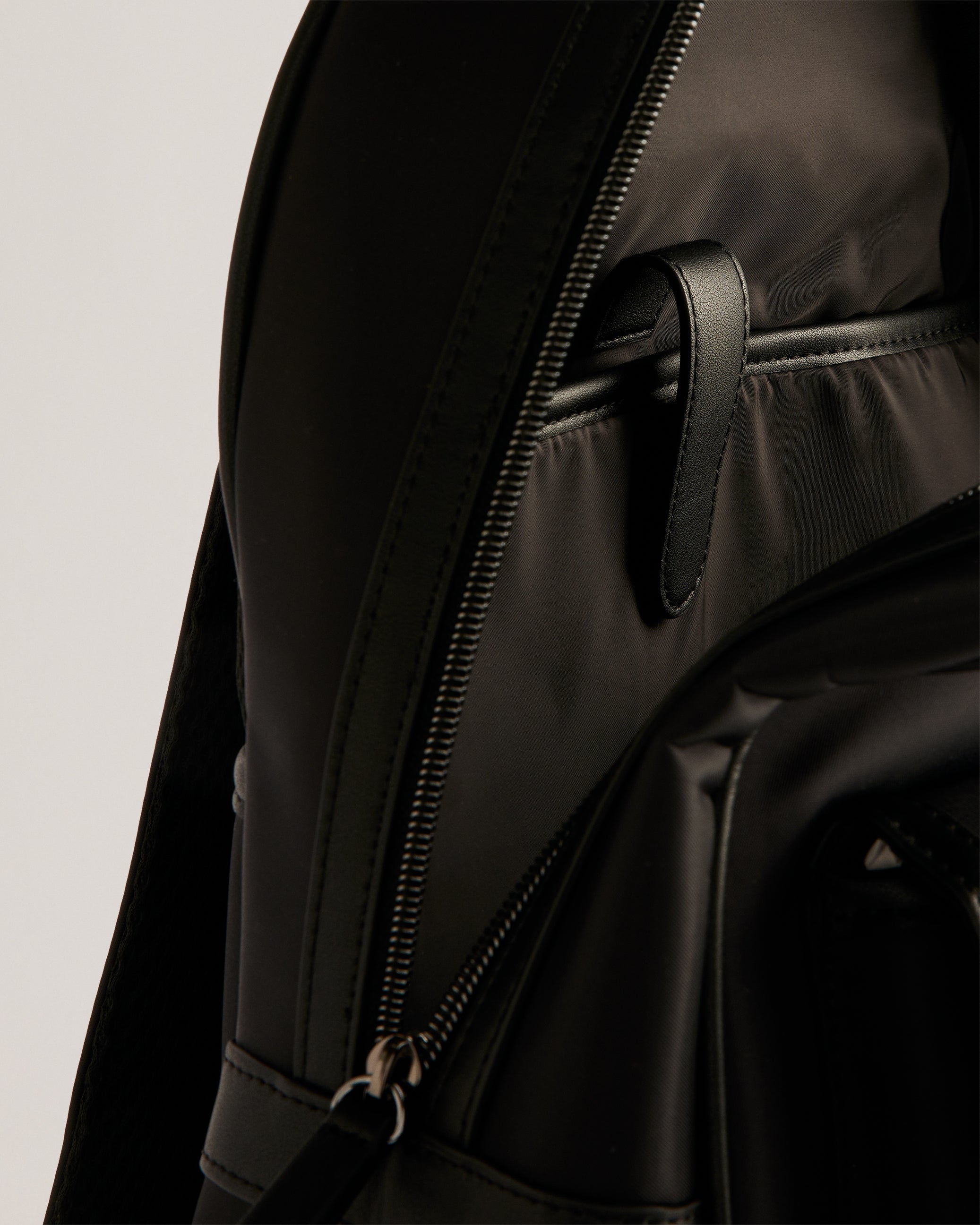 Jackks Nylon Laptop Backpack With PU Detail Black
