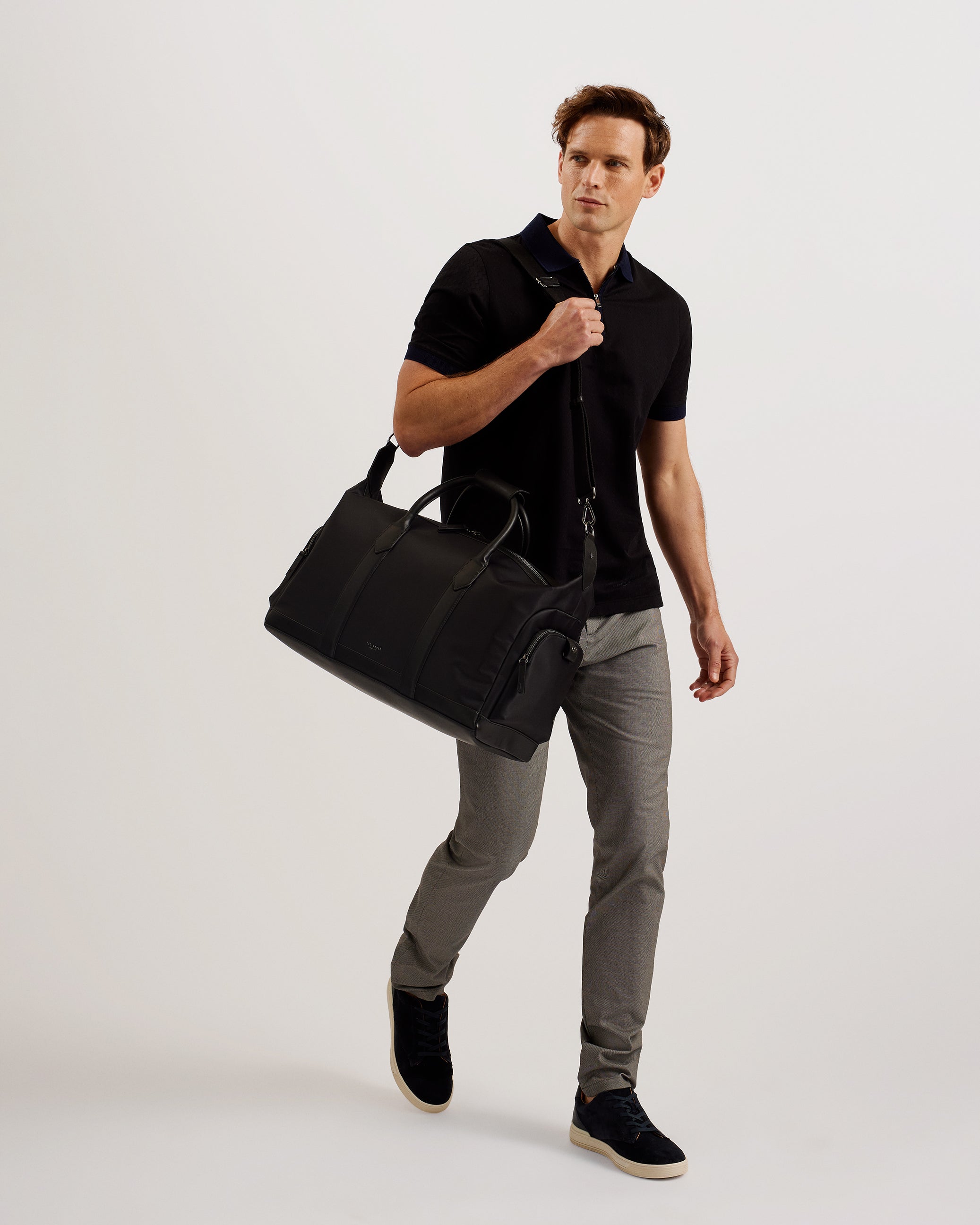 Hedley Nylon Faux Leather Detail Holdall Black