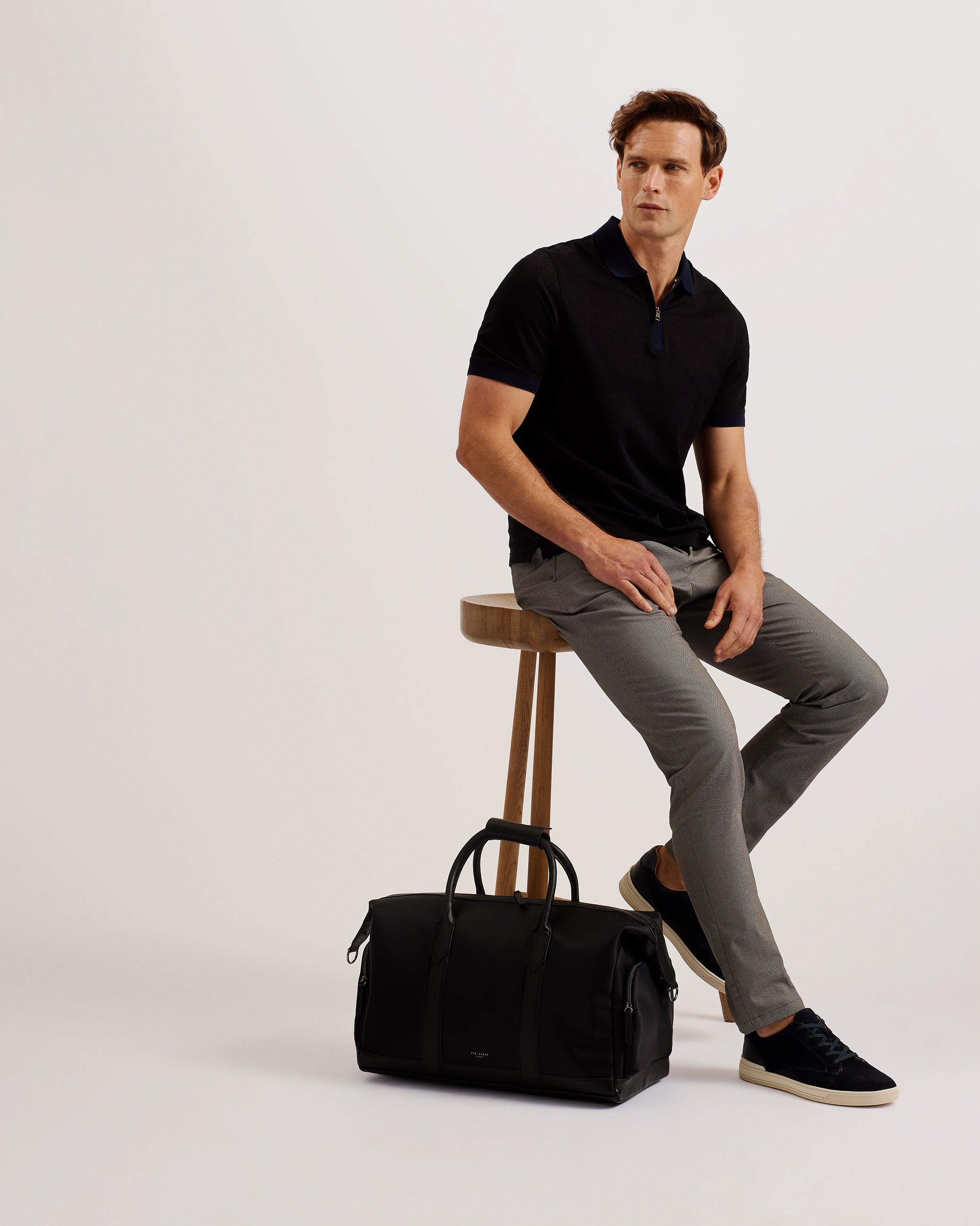 Hedley Nylon Faux Leather Detail Holdall Black