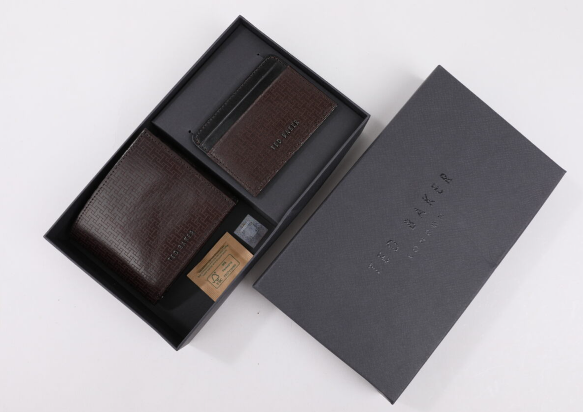 Aiyden Etched Leather Wallet and Cardholder Set Black