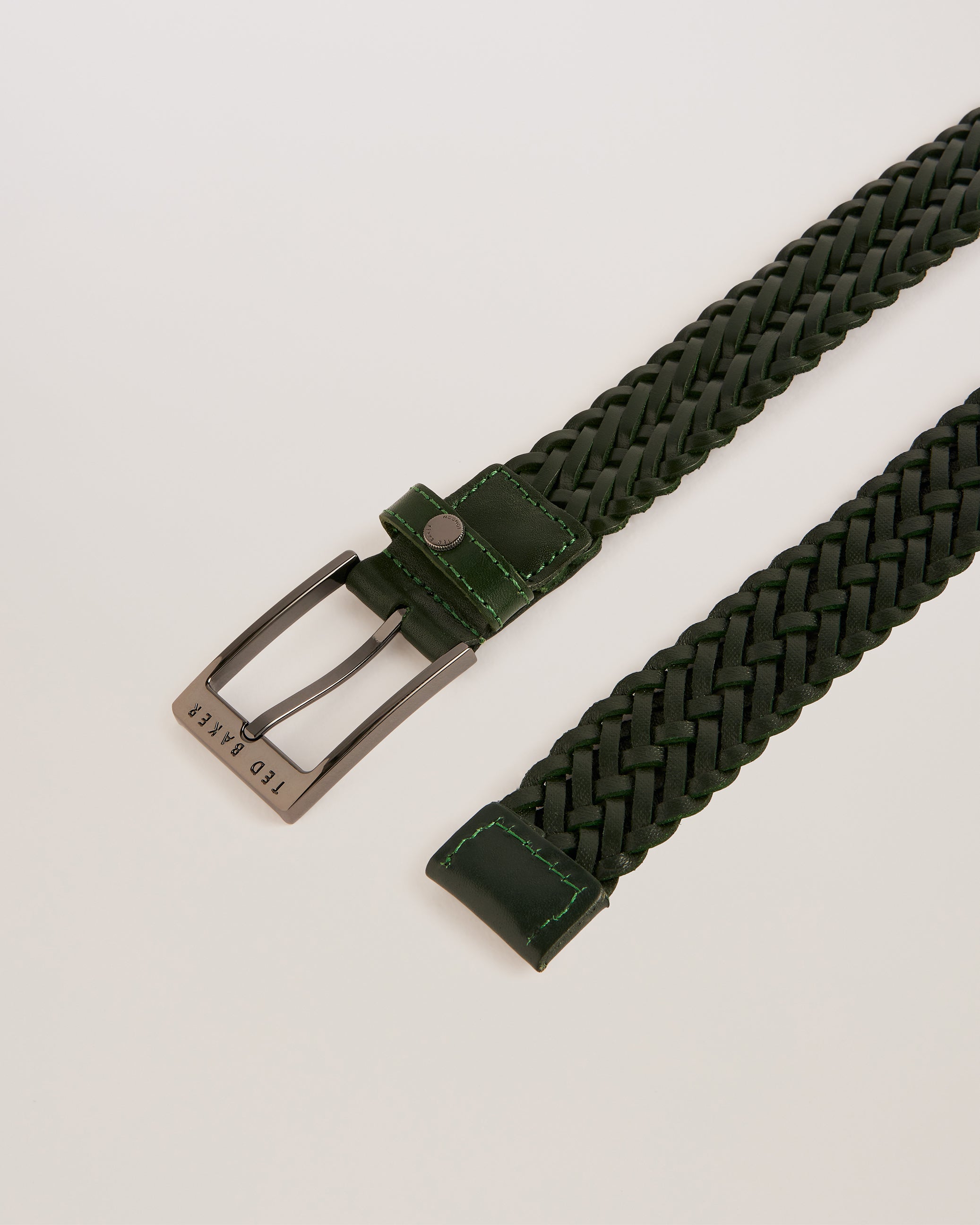 Braidie Braided Leather Belt Green