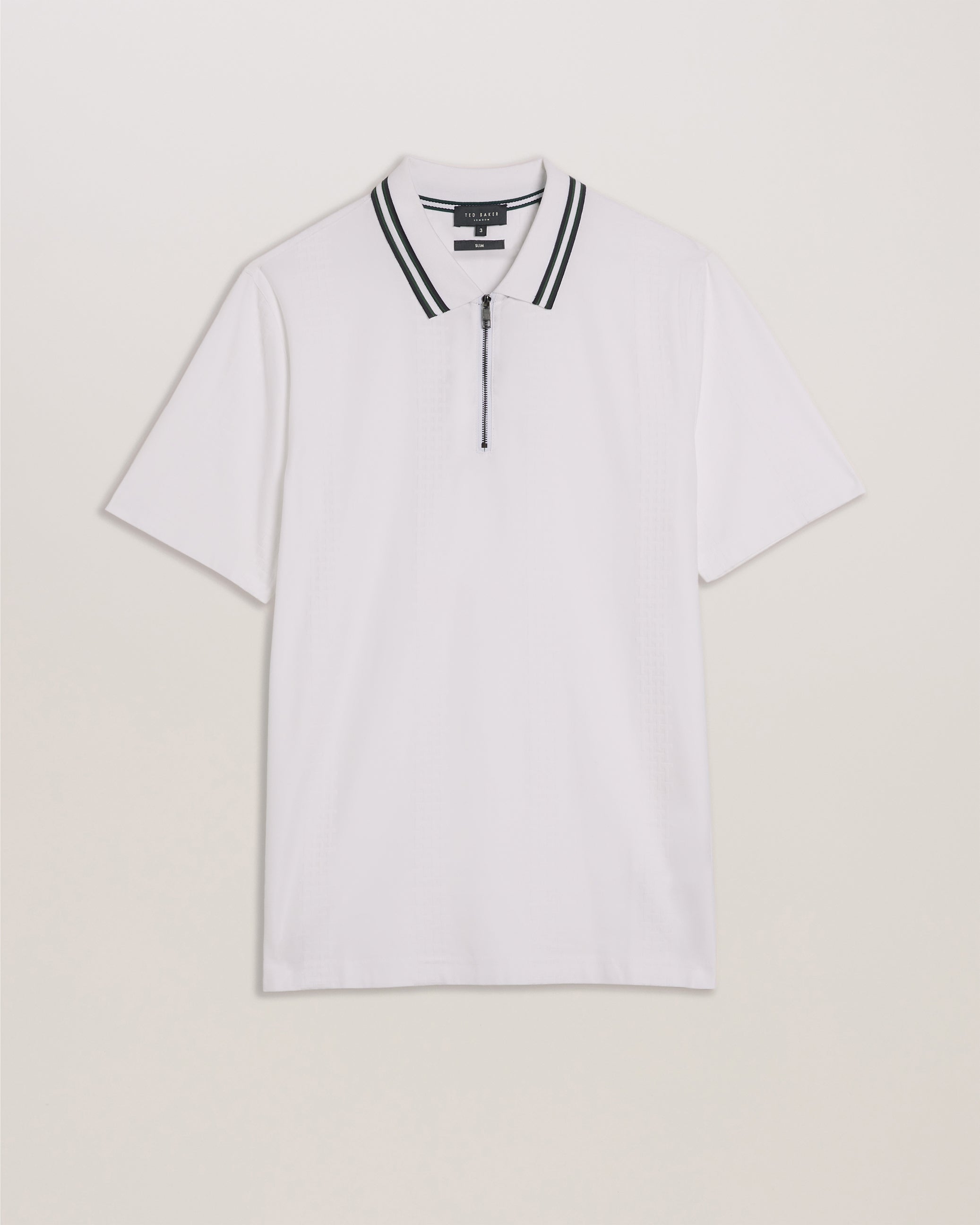 Orbite Slim Fit Jacquard Zip Polo Shirt White