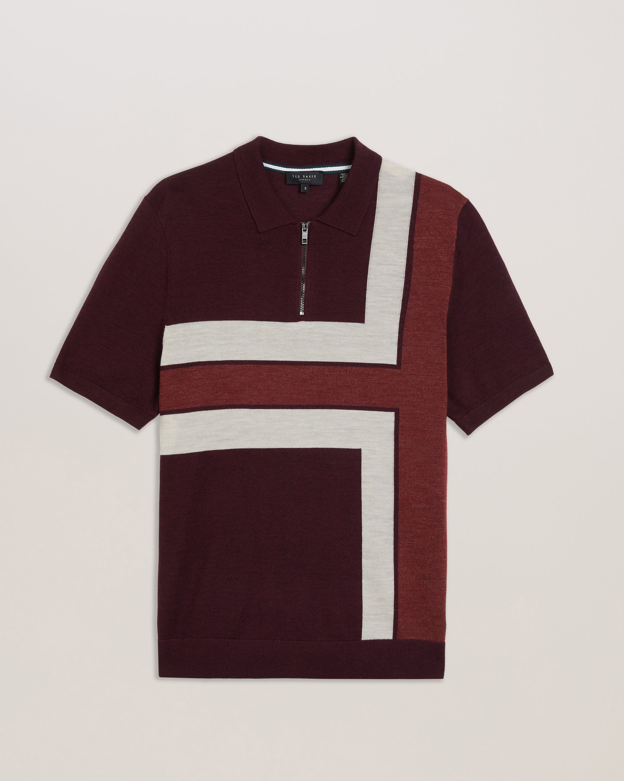 Ambler Ss T Colour Block Polo Maroon