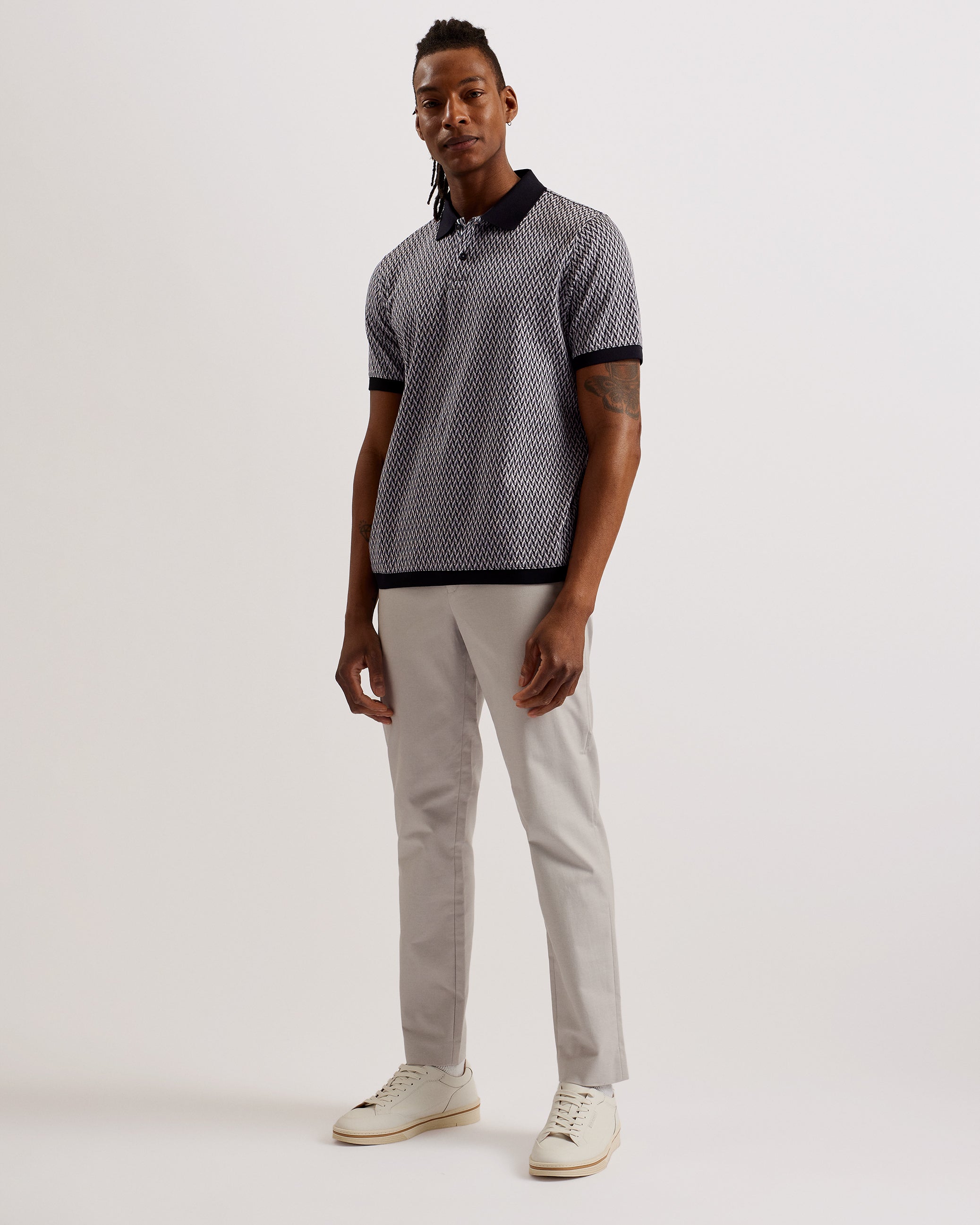 Skelt SS Regular Jacquard Polo Black