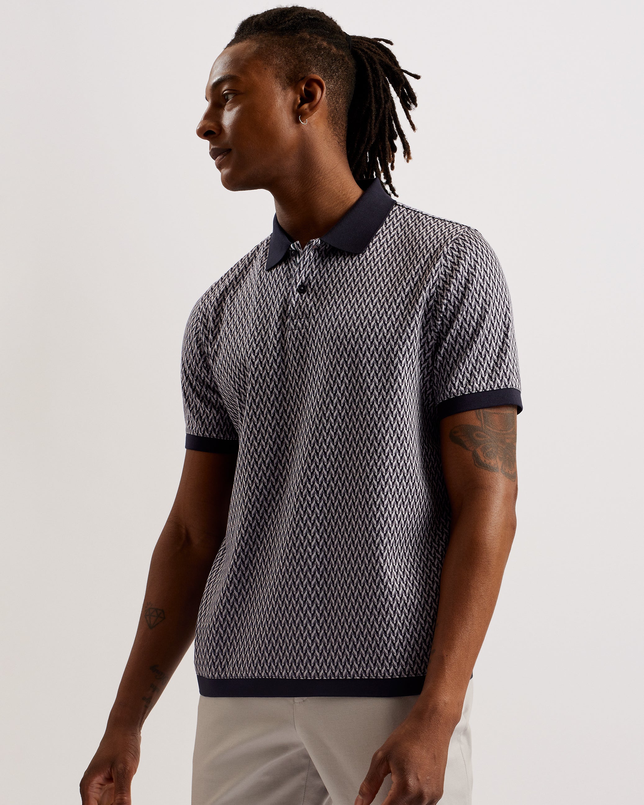 Skelt SS Regular Jacquard Polo Black