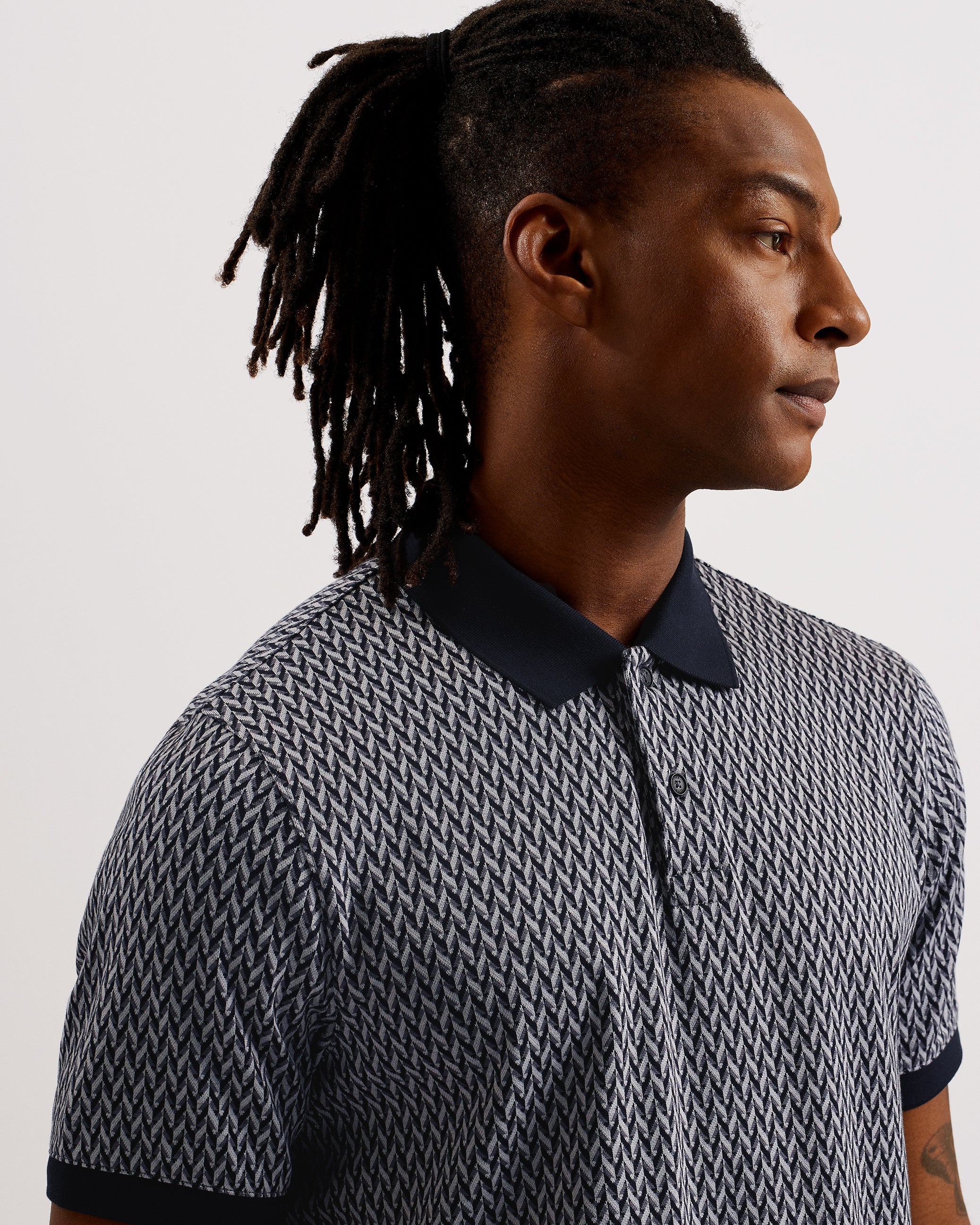 Skelt SS Regular Jacquard Polo Black