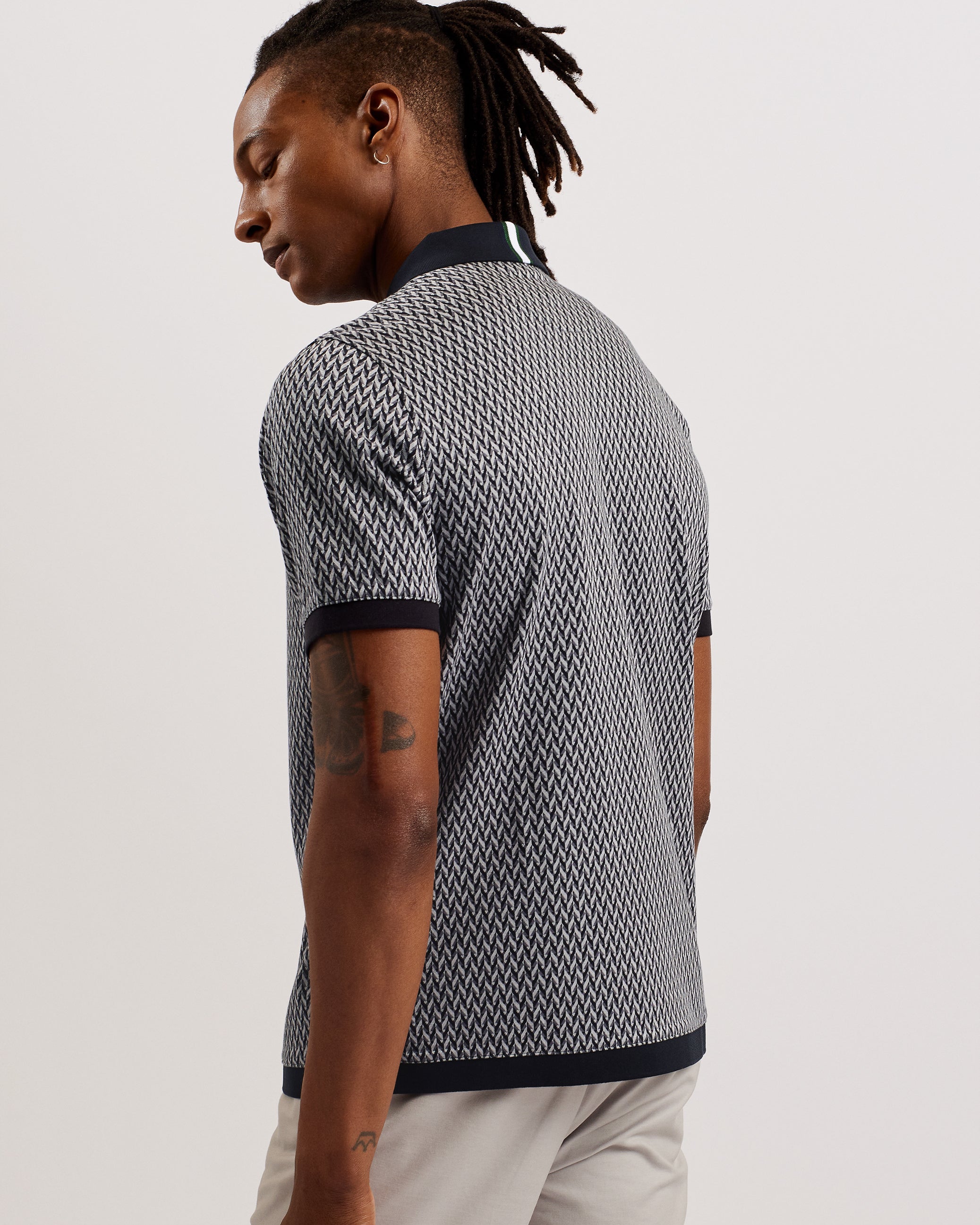 Skelt SS Regular Jacquard Polo Black