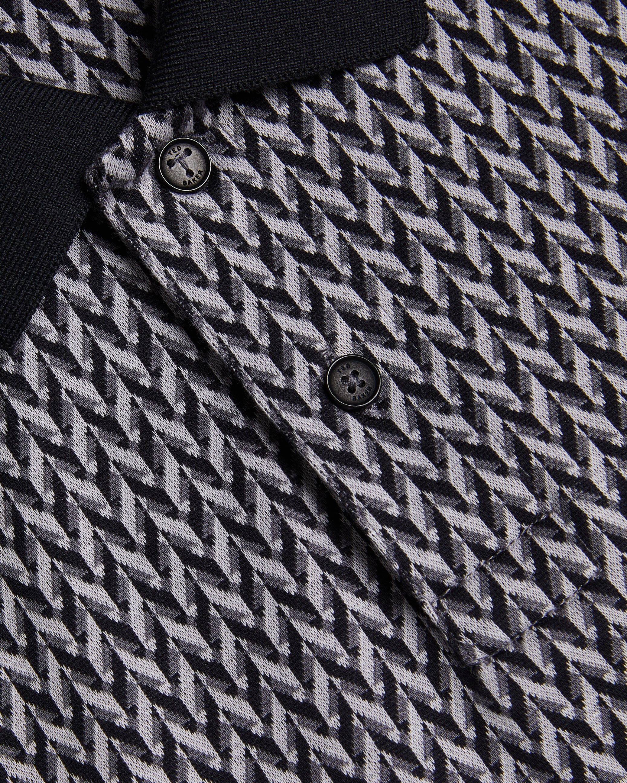 Skelt SS Regular Jacquard Polo Black