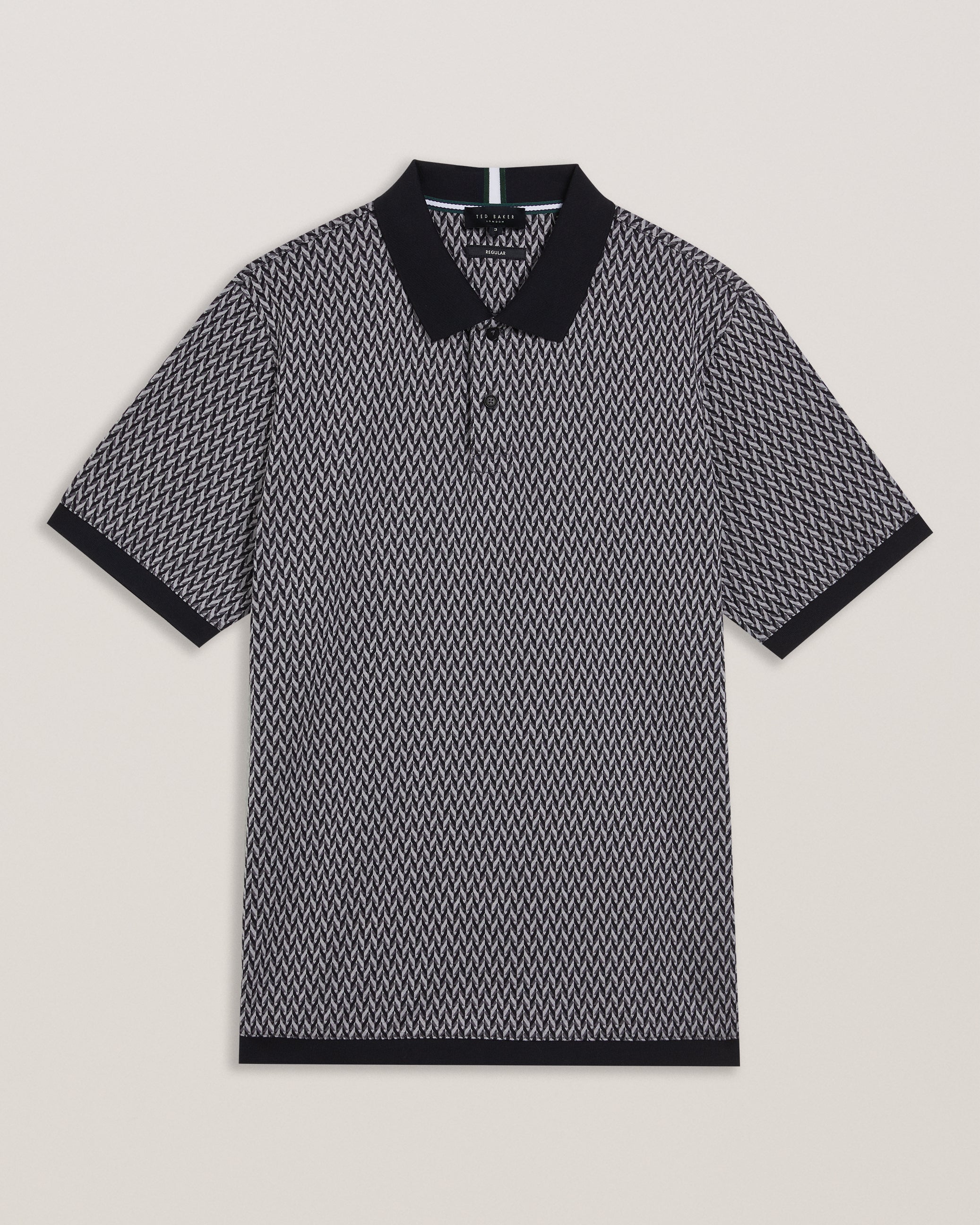 Skelt SS Regular Jacquard Polo Black