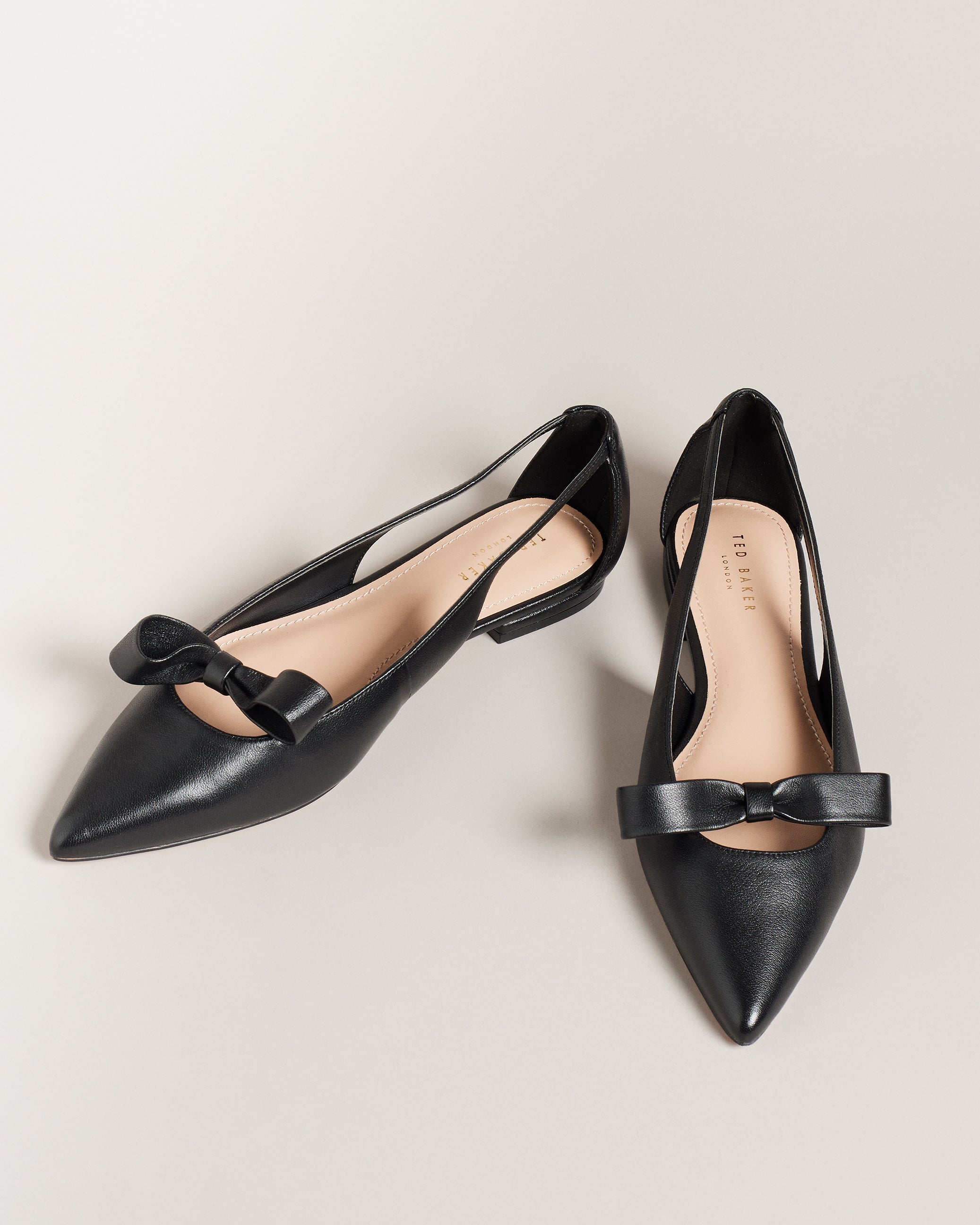 Marlini Bow Cut Out Detail Ballerina Shoes Black