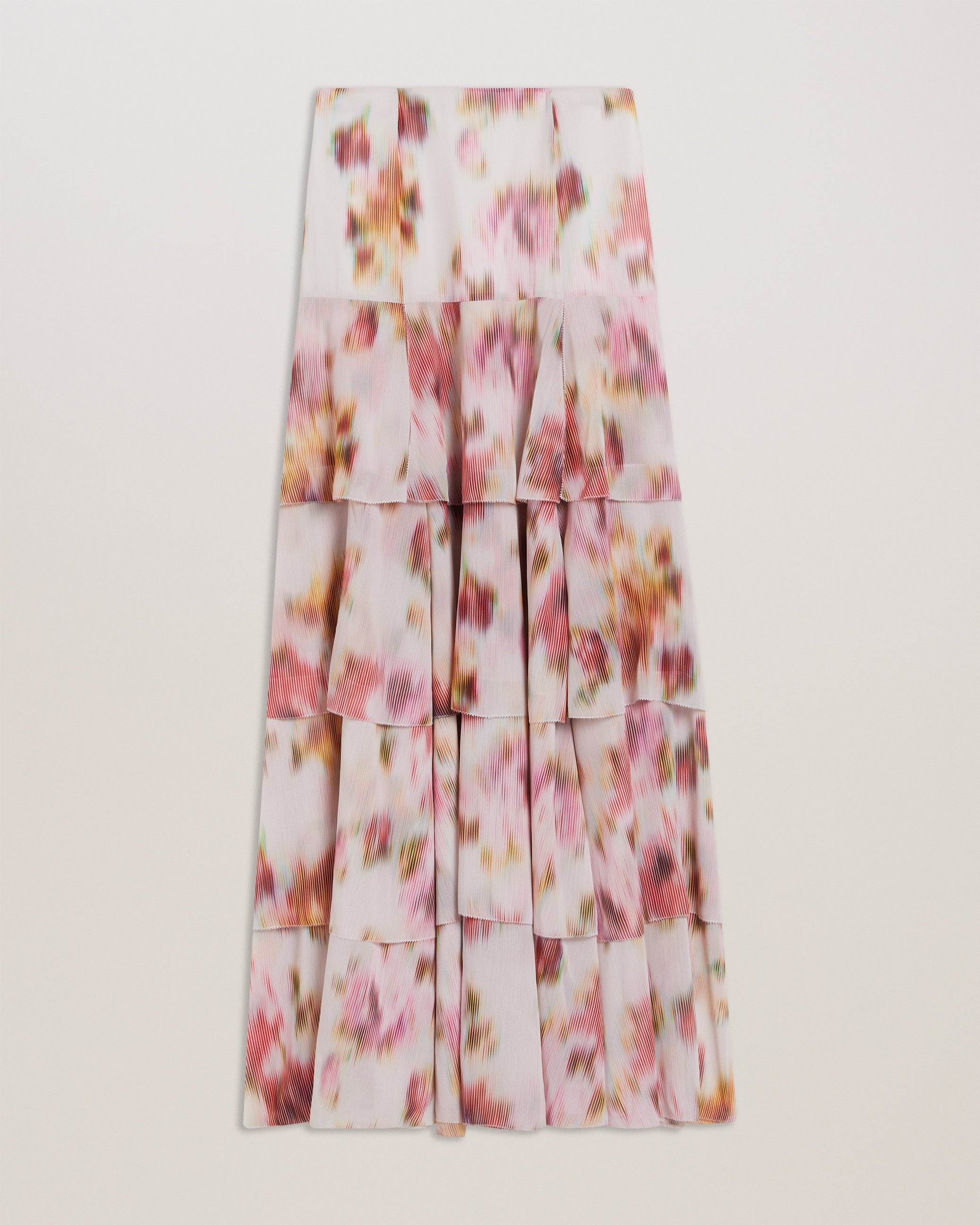 Ichika Tiered Maxi Skirt With Slits Lt-Pink