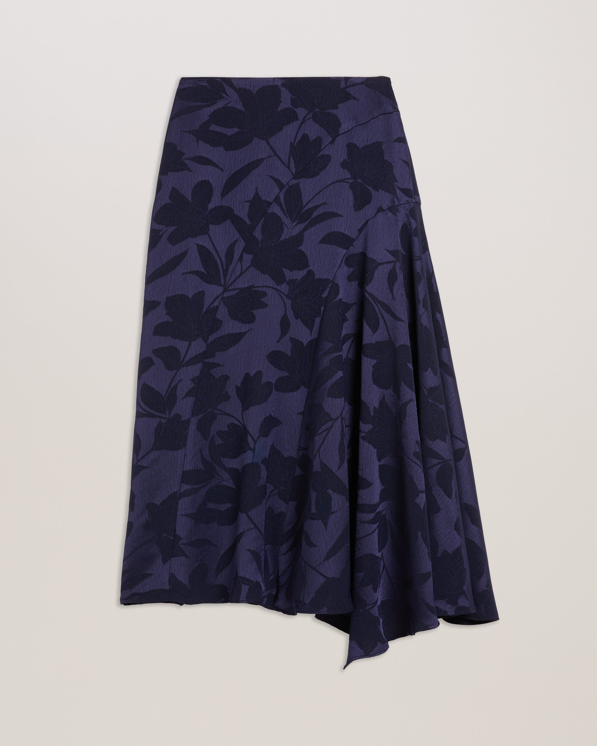 Trebbia Asymmetric Jacquard Midi Skirt Navy